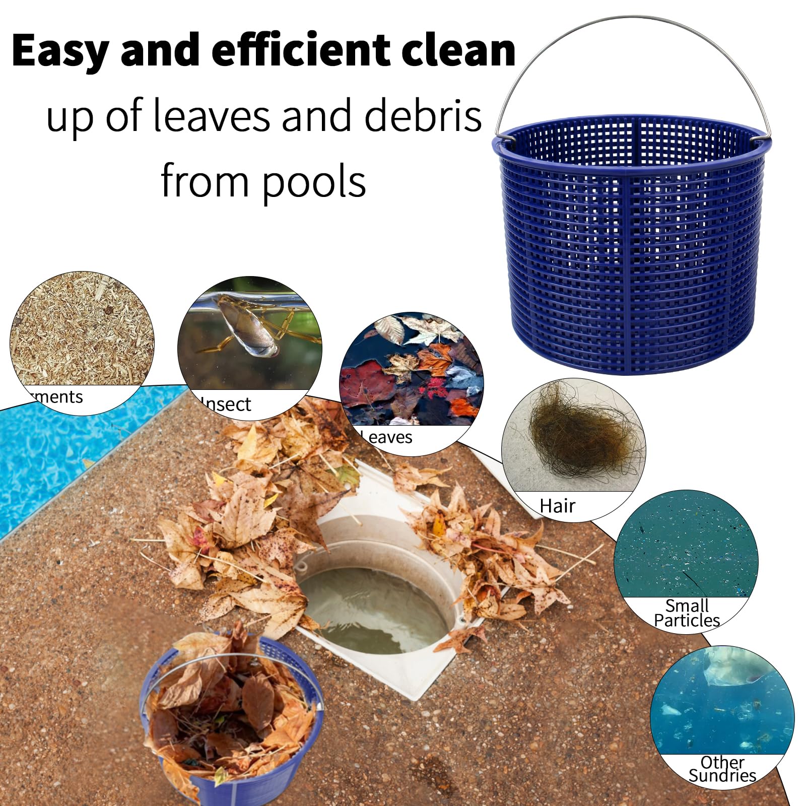 Pulems Pool Skimmer Basket Replacement for Hayward SPX1082CA & Aladdin B-152 Skimmers, Skimmer Basket for Inground Pool Replace SP1083 SP1084 1085 1086 SP1075 Baskets - Upgrade Basket with Handle - Image 4