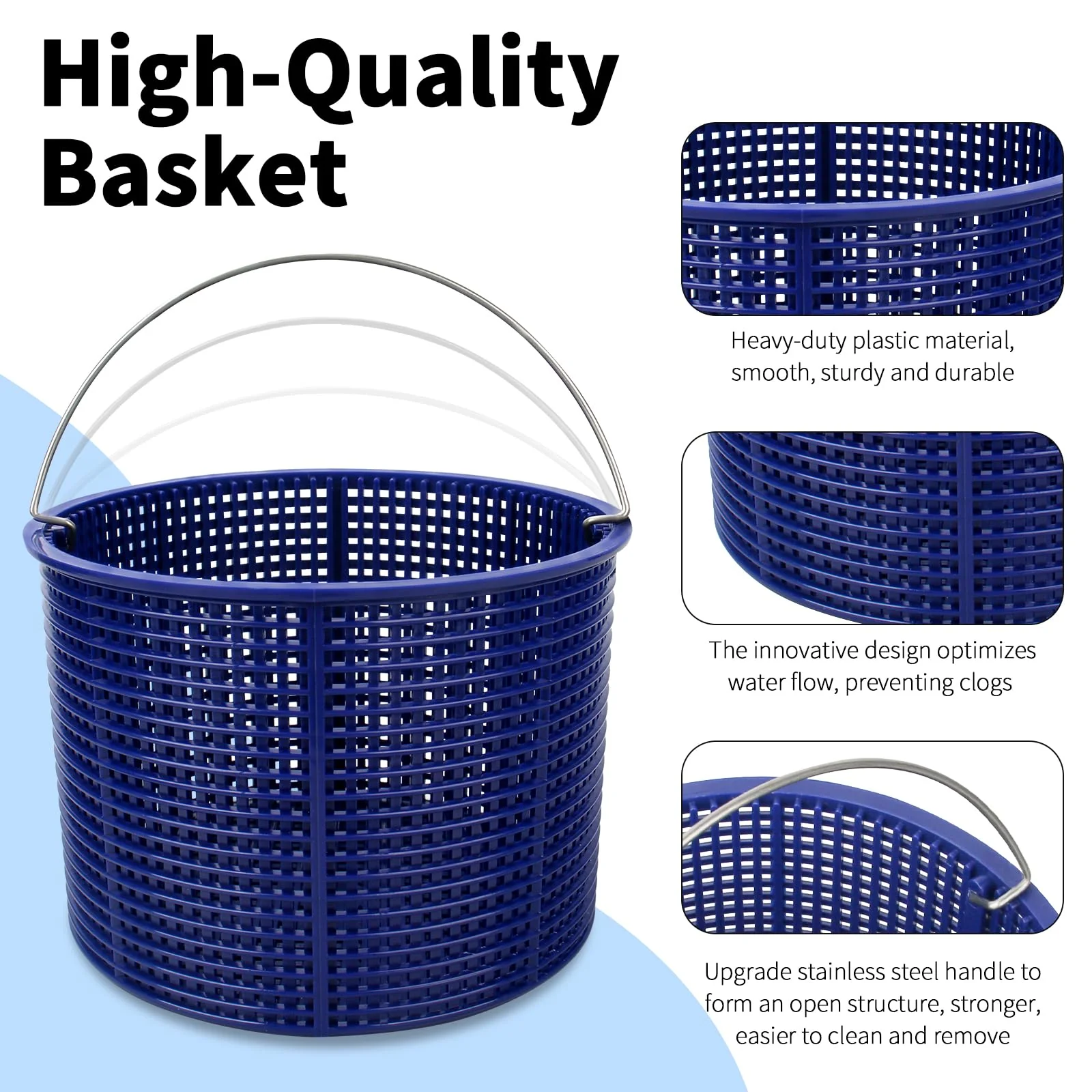 Pulems Pool Skimmer Basket Replacement for Hayward SPX1082CA & Aladdin B-152 Skimmers, Skimmer Basket for Inground Pool Replace SP1083 SP1084 1085 1086 SP1075 Baskets - Upgrade Basket with Handle - Image 5