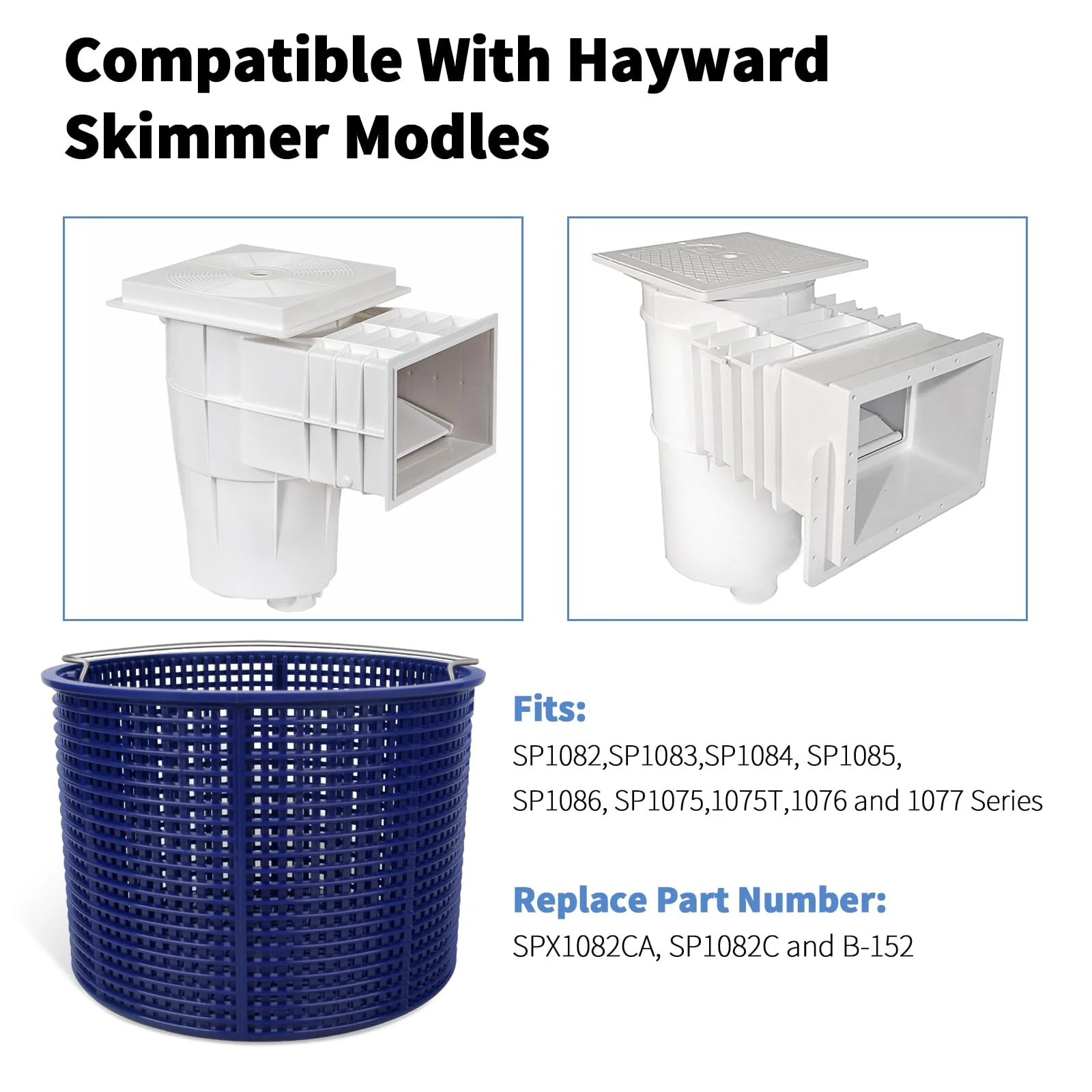 Pulems Pool Skimmer Basket Replacement for Hayward SPX1082CA & Aladdin B-152 Skimmers, Skimmer Basket for Inground Pool Replace SP1083 SP1084 1085 1086 SP1075 Baskets - Upgrade Basket with Handle - Image 7