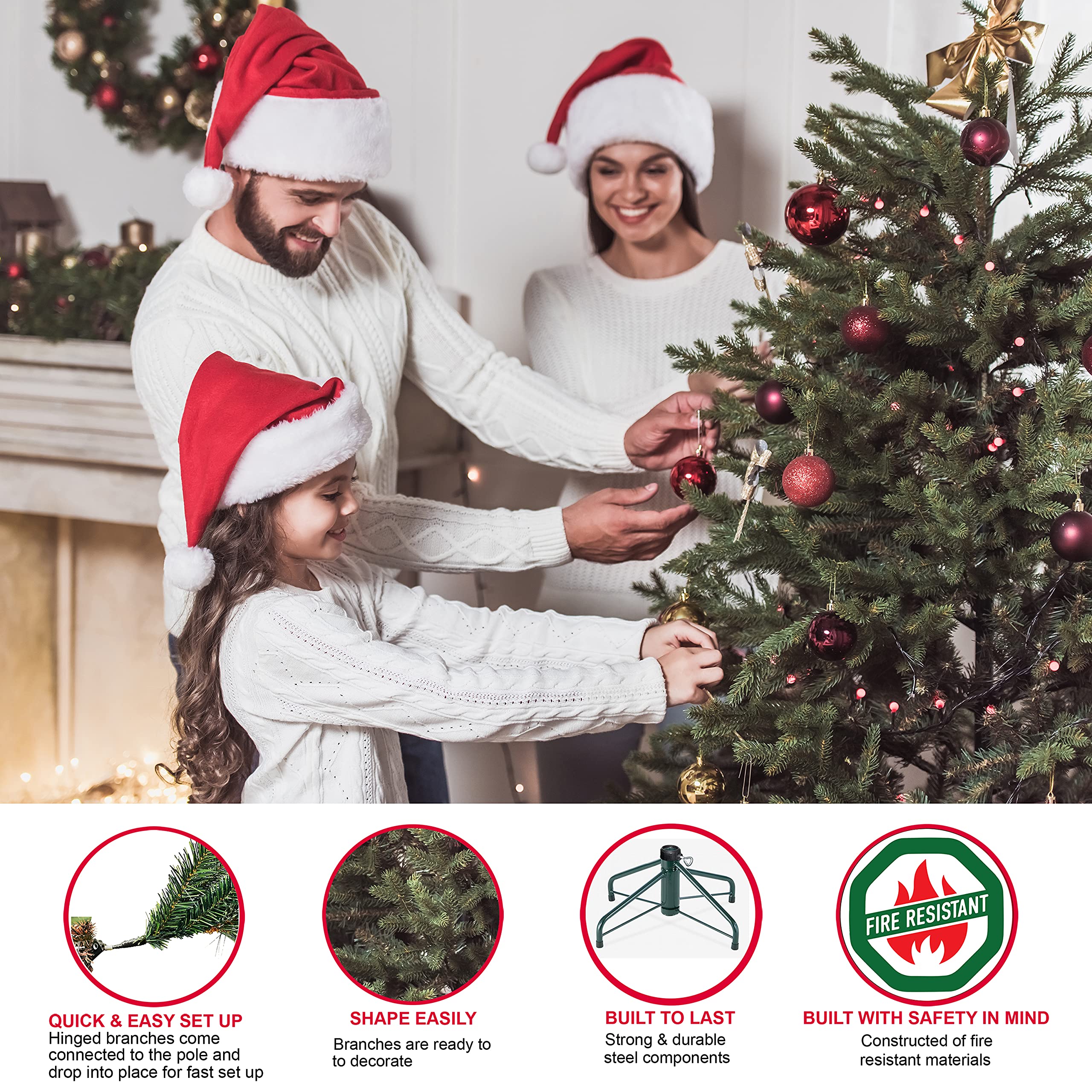Puleo International 6.5 Foot Pre-Lit Aspen Fir Artificial Christmas Tree with 500 UL Listed Clear Lights, Green - Image 2