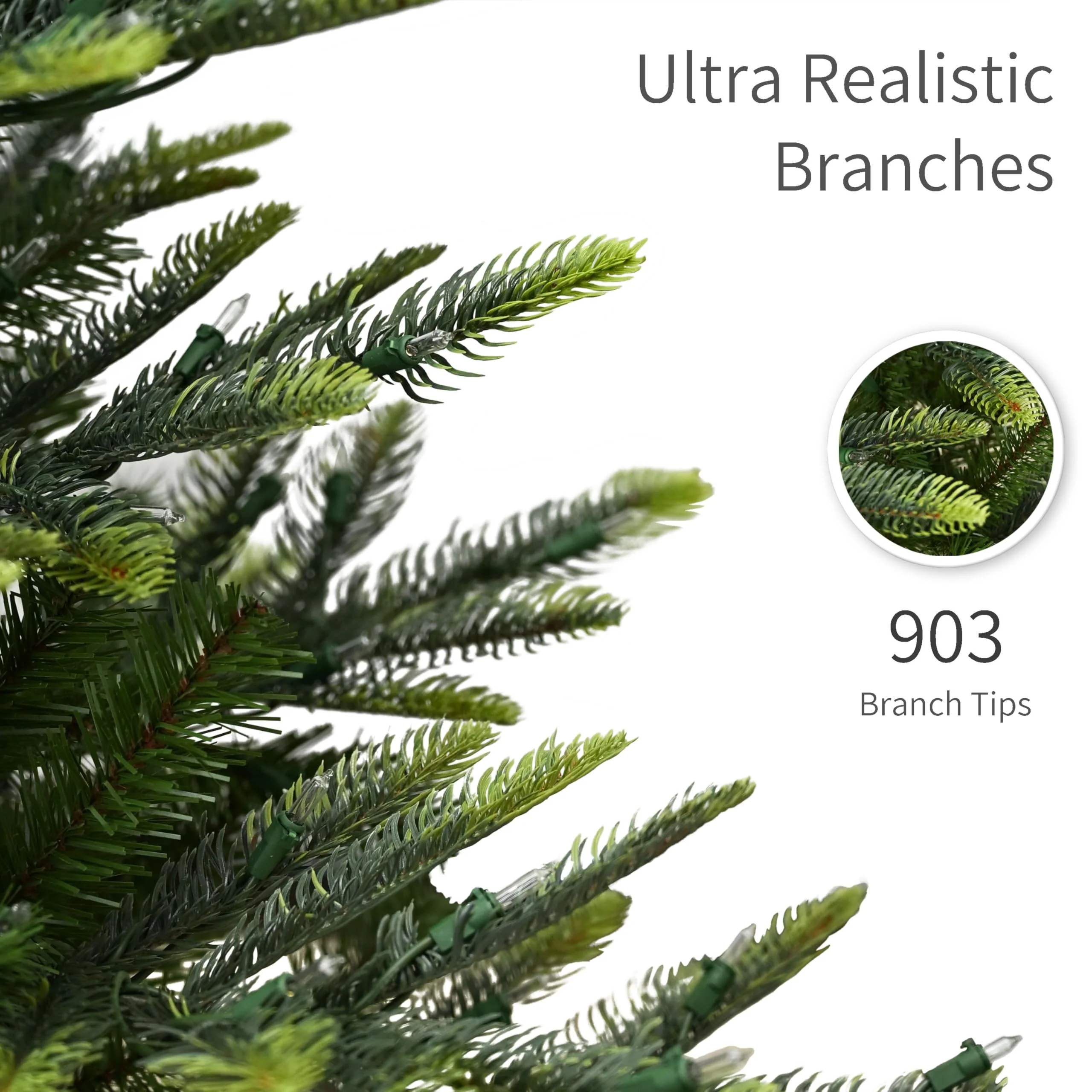 Puleo International 6.5 Foot Pre-Lit Aspen Fir Artificial Christmas Tree with 500 UL Listed Clear Lights, Green - Image 5