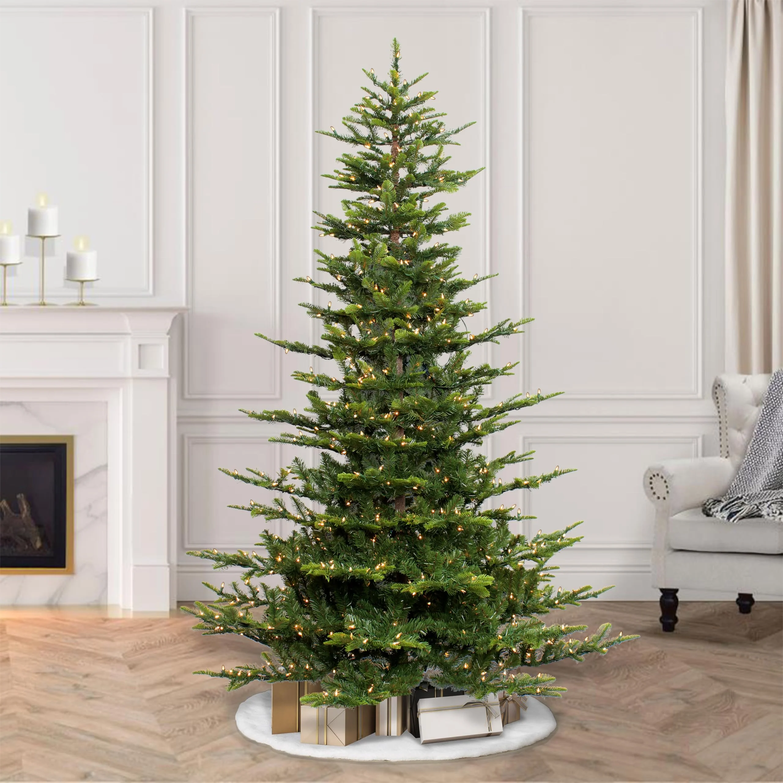 Puleo International 6.5 Foot Pre-Lit Aspen Fir Artificial Christmas Tree with 500 UL Listed Clear Lights, Green - Image 7