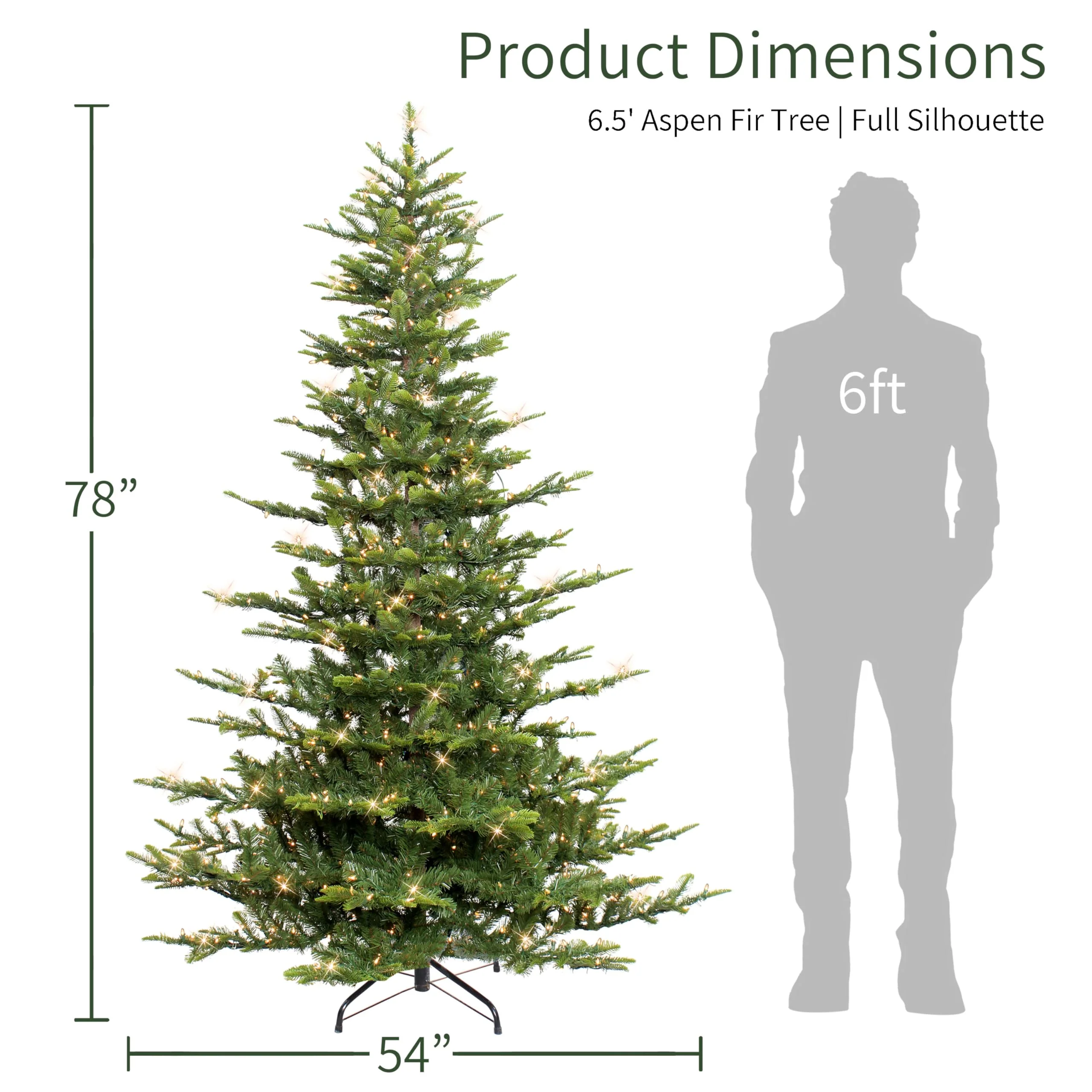 Puleo International 6.5 Foot Pre-Lit Aspen Fir Artificial Christmas Tree with 500 UL Listed Clear Lights, Green - Image 8