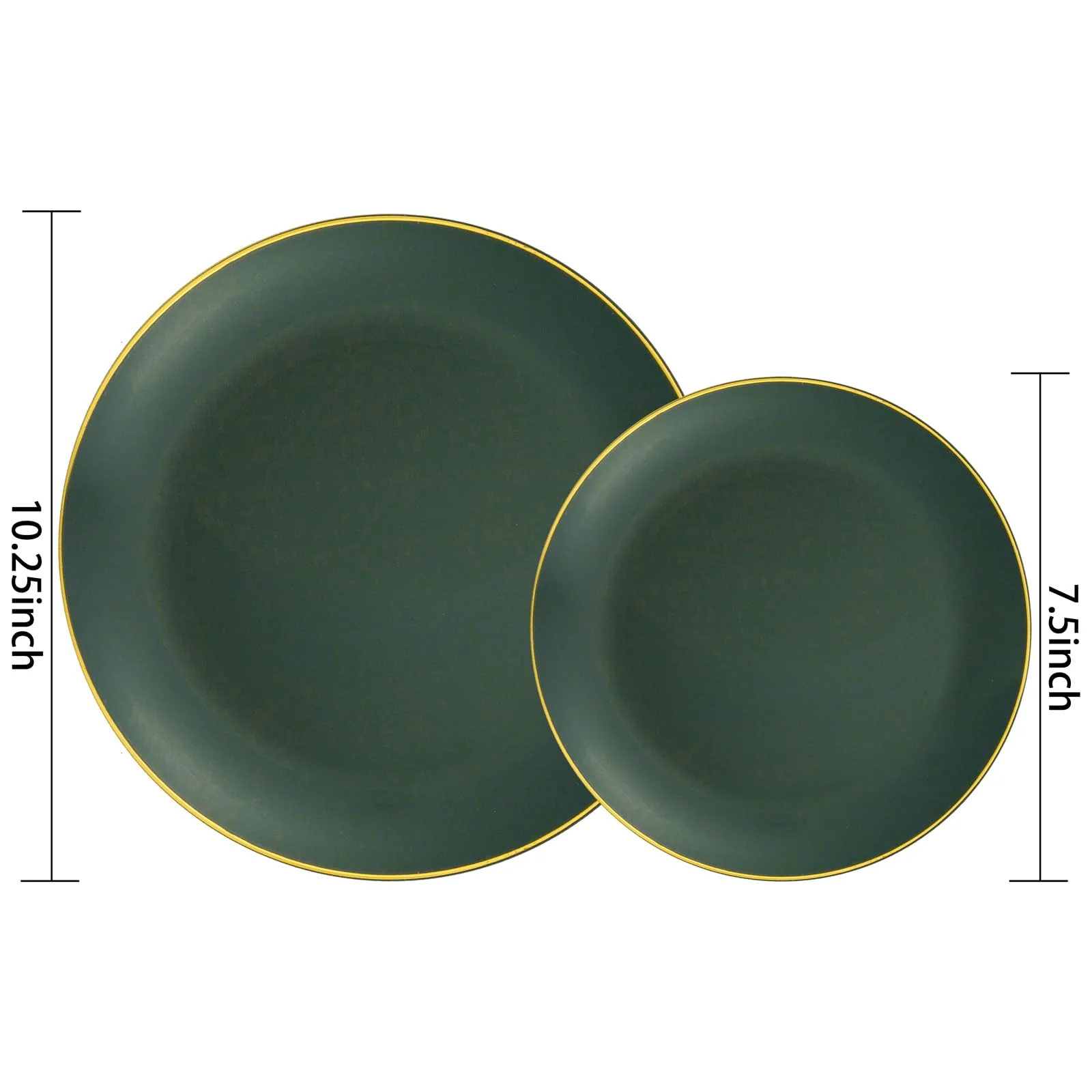 PULOTE 100PCS Green Plastic Plates - Green Disposable Plates With Gold Rim - Include 50 Pieces Dinner 10.25inch,50 Pieces Dessert 7.5inch for Party&Christmas - Image 7