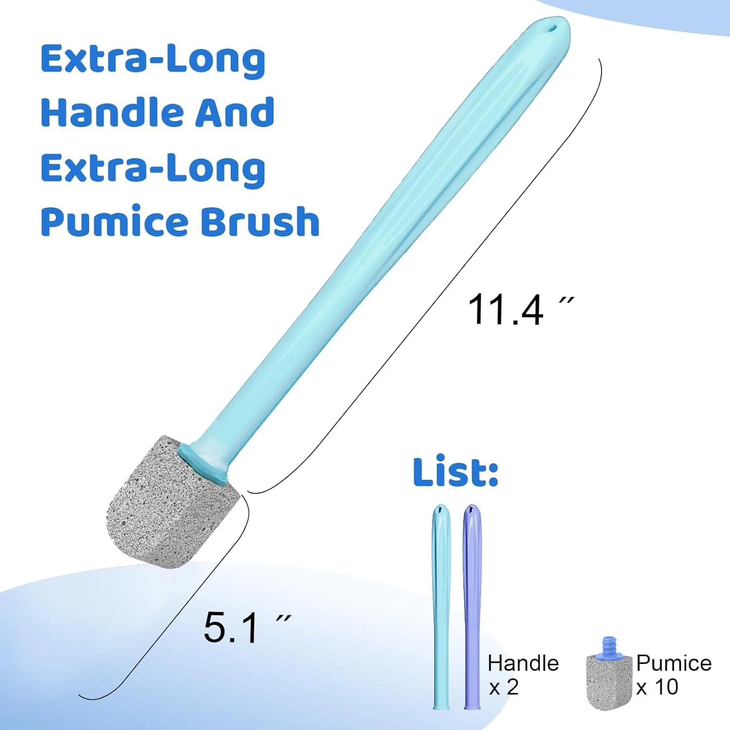 Pumice Stone Toilet Bowl Cleaner,Bathroom Cleaner Brush Toilet Wand Refills with 30CM Long Handle for Remove Hard Water Stains with 1 Wand+ Pumice Stones (20 Pack) - Image 2