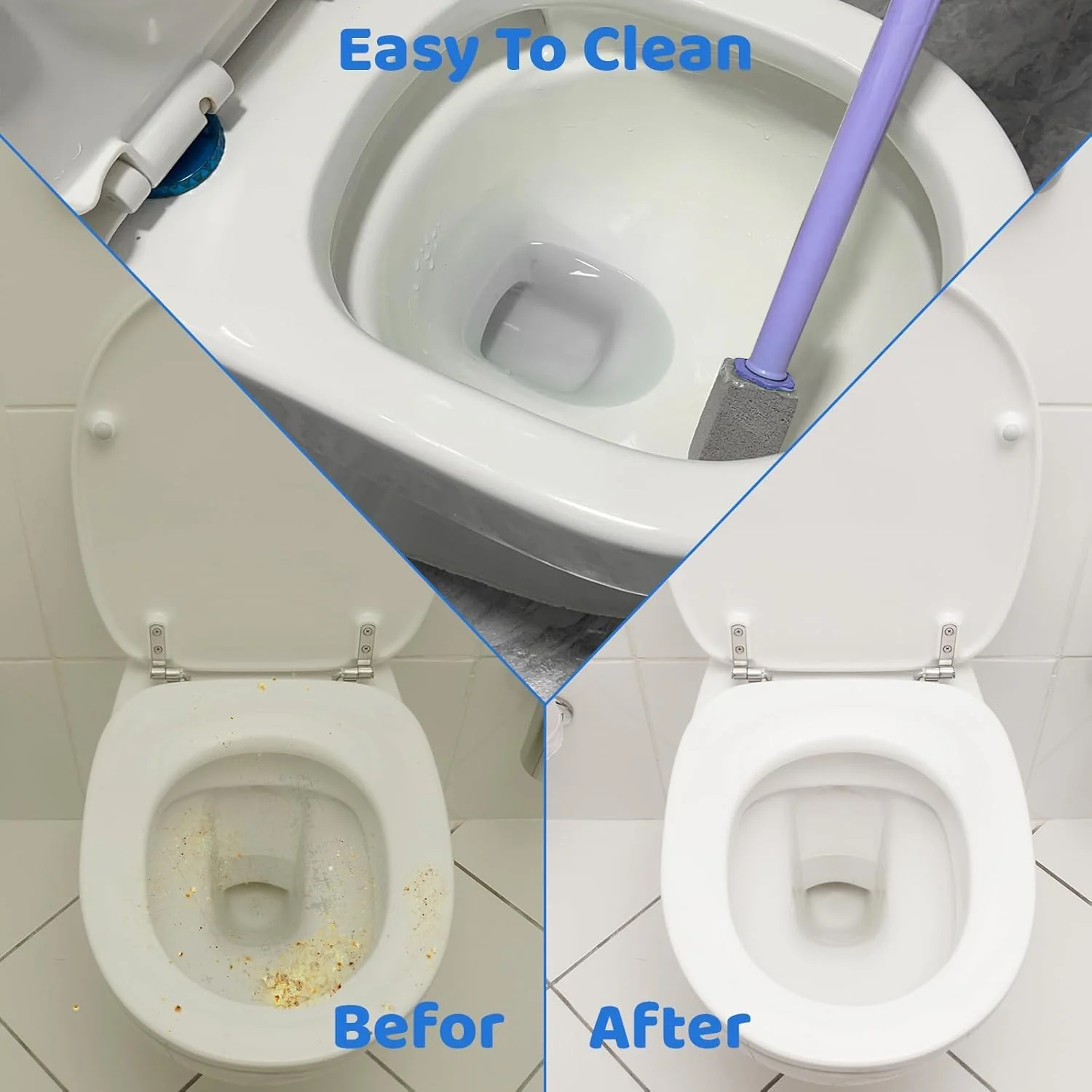 Pumice Stone Toilet Bowl Cleaner,Bathroom Cleaner Brush Toilet Wand Refills with 30CM Long Handle for Remove Hard Water Stains with 1 Wand+ Pumice Stones (20 Pack) - Image 4