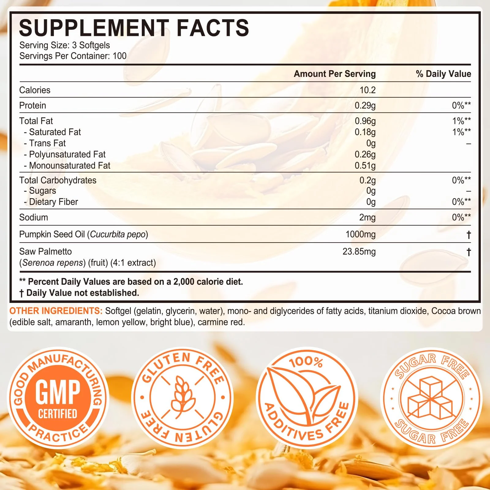 Pumpkin Seed Oil with Saw Palmetto, 1000mg per Serving, 300 Softgels – Cold Pressed Pumpkin Seed Oil Capsules for Hair, Prostate, Urinary & Bladder Health – Non-GMO, Gluten-Free, Pure & Natural - Image 4