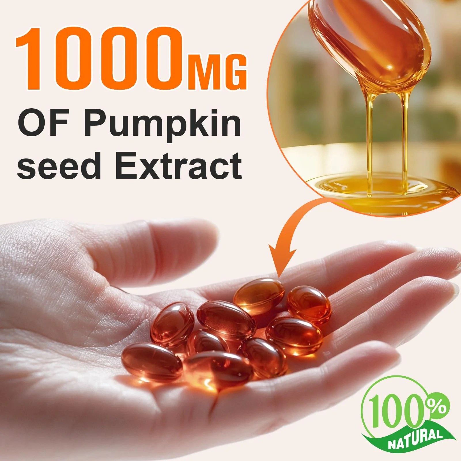 Pumpkin Seed Oil with Saw Palmetto, 1000mg per Serving, 300 Softgels – Cold Pressed Pumpkin Seed Oil Capsules for Hair, Prostate, Urinary & Bladder Health – Non-GMO, Gluten-Free, Pure & Natural - Image 9