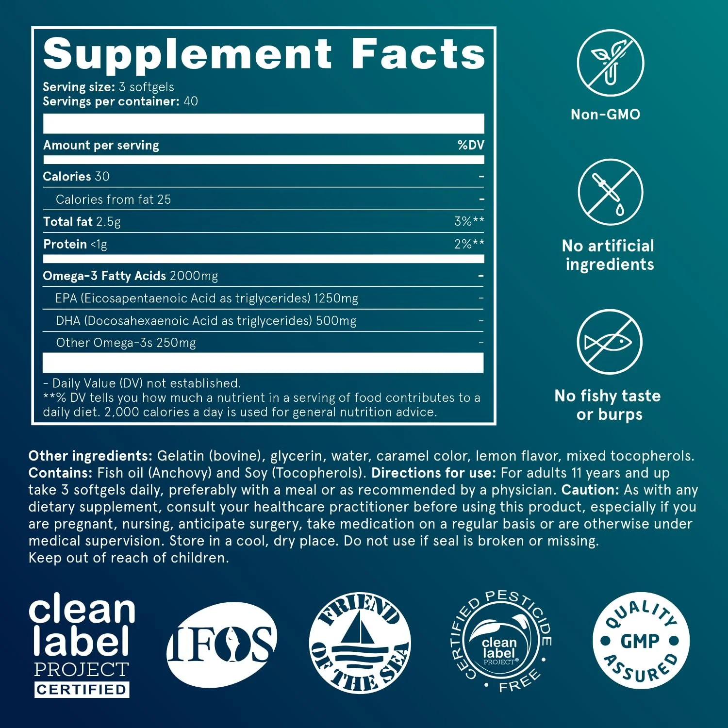 Puori Omega 3 Fish Oil - Ultra Pure 2000mg x 240 Softgels - Heart, Brain and Eye Health Supplement - Burpless, IFOS Certified, Non-GMO Capsules - O3-2000mg EPA 1250mg DHA 500mg - Image 2