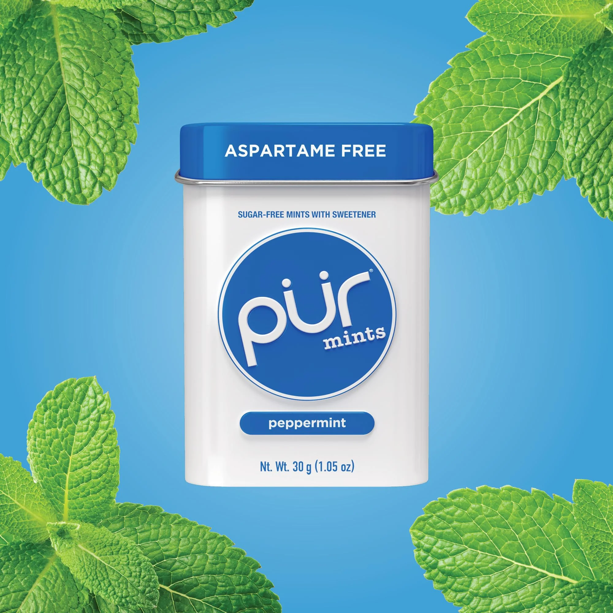 PUR Aspartame Free Mints, Made with Xylitol, Sugar Free, Vegan, Gluten Free and Keto Friendly, Natural Peppermint Flavoured Mints, 30 Pieces, Pack of 12 - Image 5