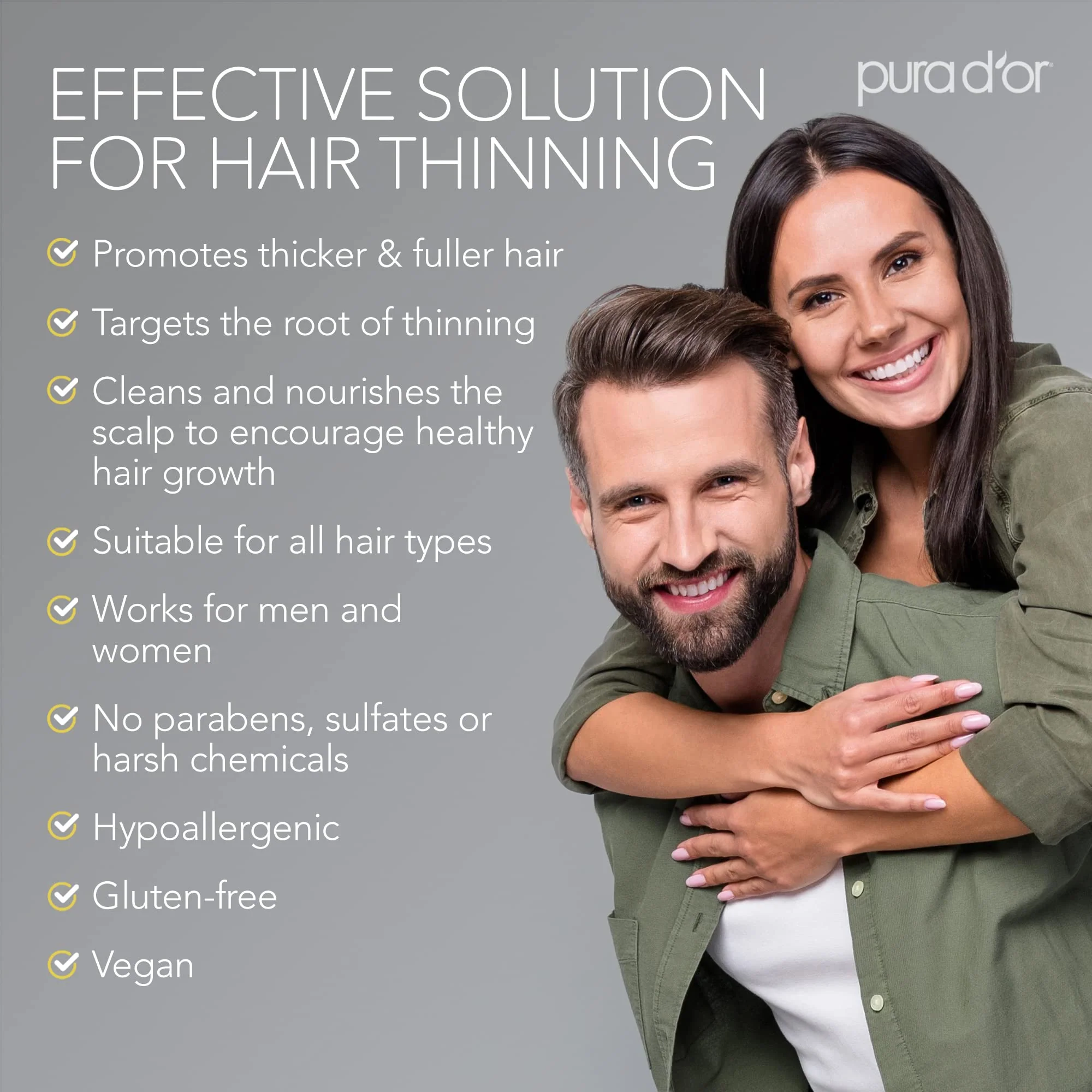 PURA D'OR Original Gold Label Anti-Thinning Shampoo – CLINICALLY TESTED Botanical Formula – Biotin & Argan Oil – Sulfate-Free Strengthening & Volumizing for Fuller-Looking Hair, Men & Women, 16 fl oz - Image 6
