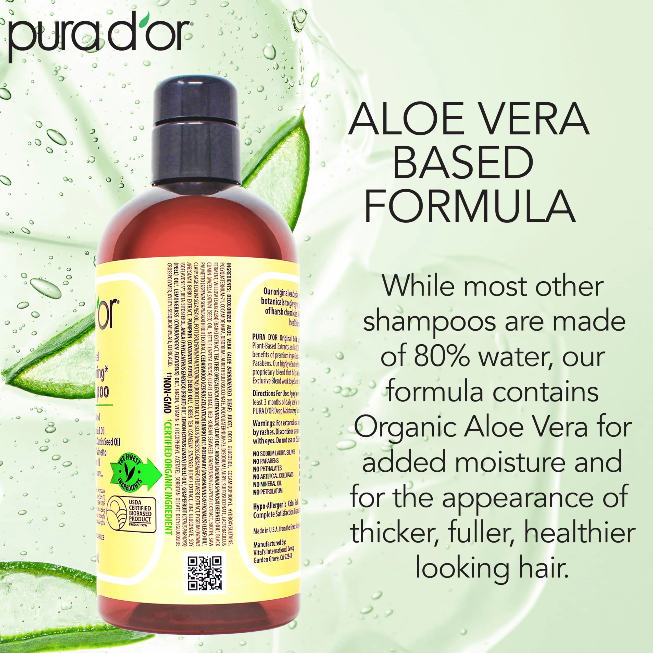 PURA D'OR Original Gold Label Anti-Thinning Shampoo – CLINICALLY TESTED Botanical Formula – Biotin & Argan Oil – Sulfate-Free Strengthening & Volumizing for Fuller-Looking Hair, Men & Women, 16 fl oz - Image 7