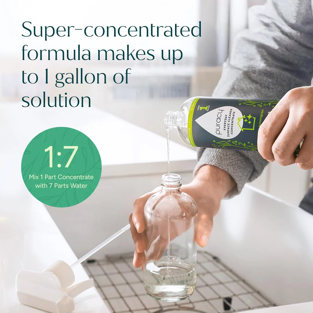 Puracy Multi-Surface Cleaner Concentrate - Plant-Powered All Purpose Cleaner - Surface Cleaner Solution As Seen on TikTok (Organic Lemongrass, 16 fl oz, 1 Pack) - Image 4