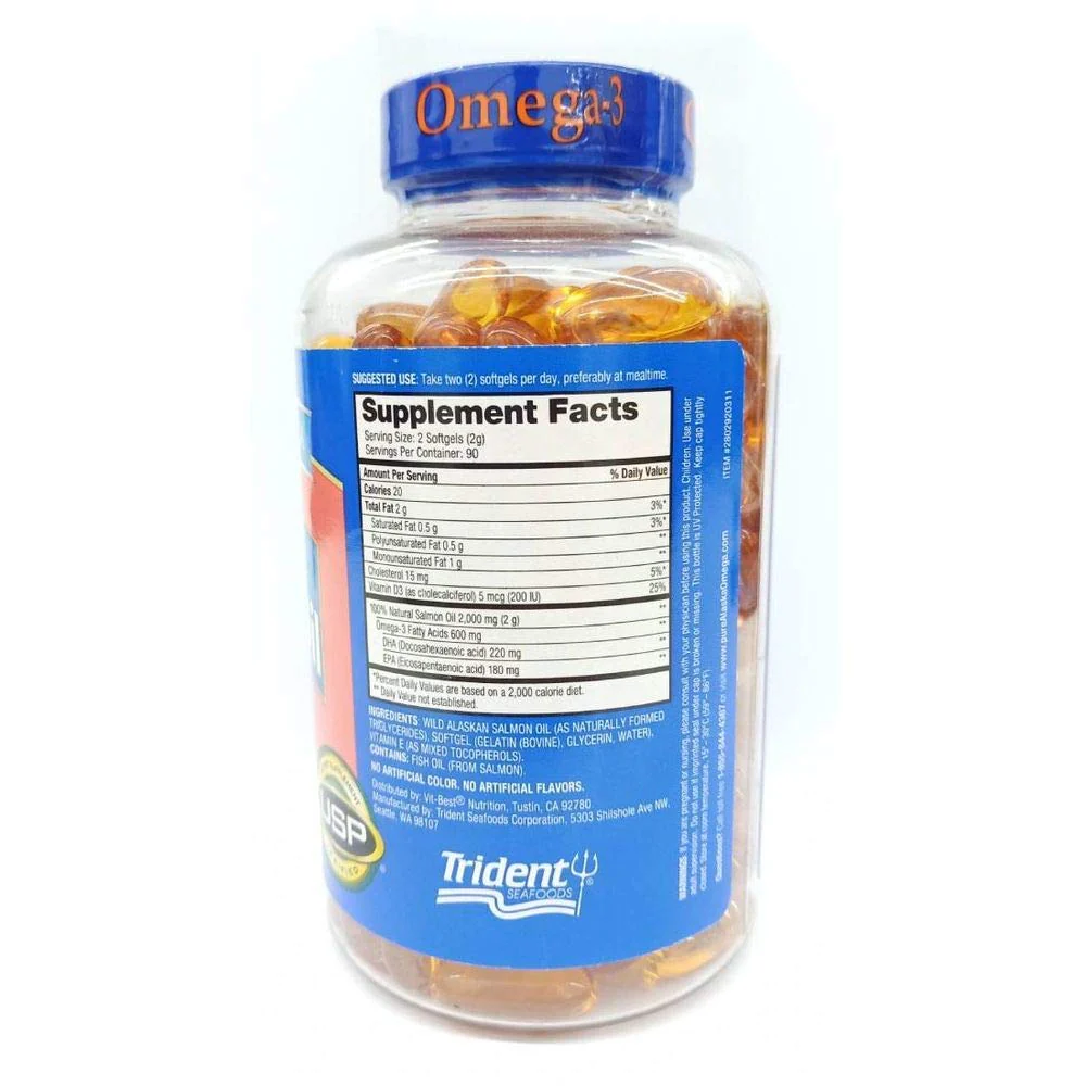 Pure Alaska Omega-3 Wild Alaskan Salmon Oil 1000mg Softgels 180-Count - Image 6