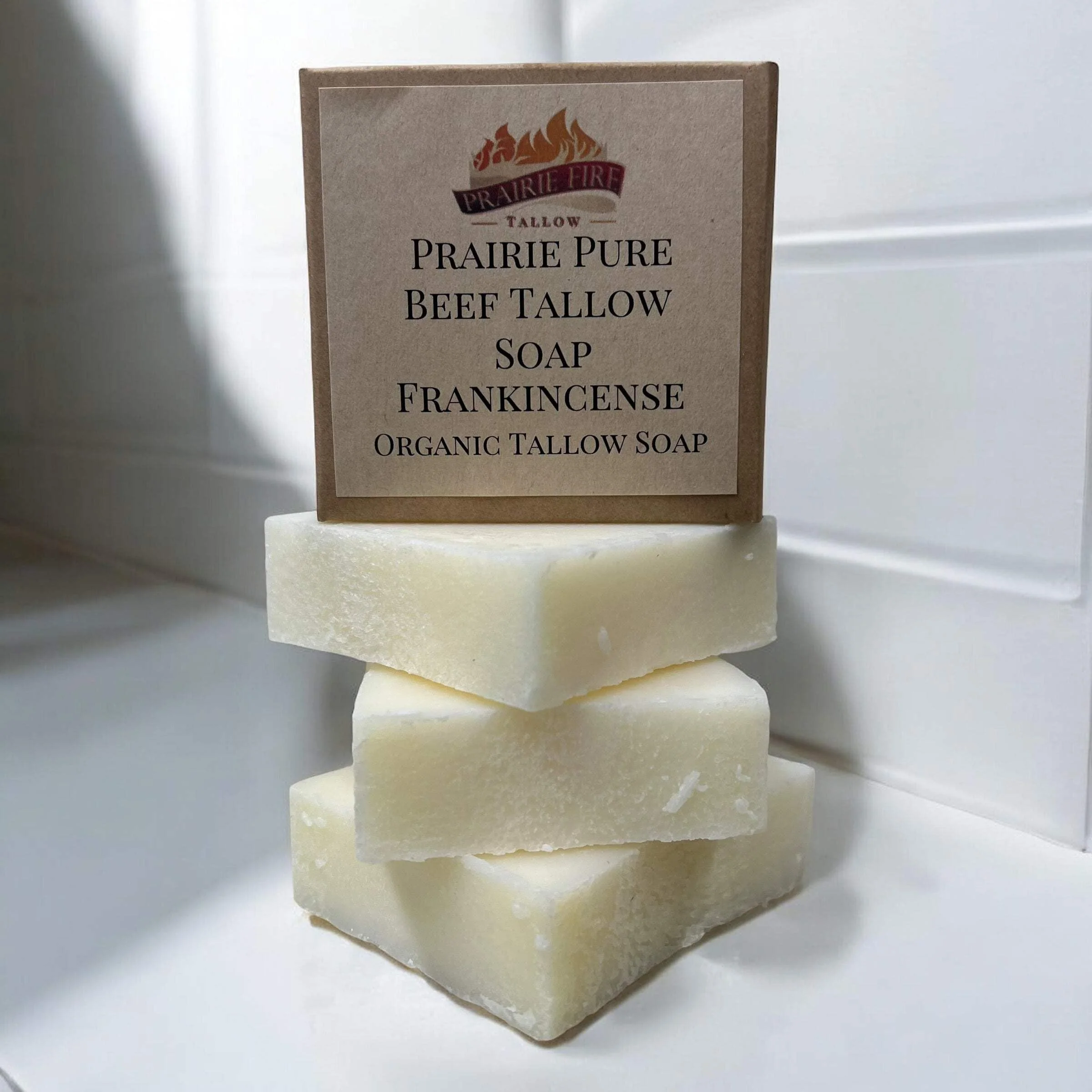 Pure Beef Tallow Soap Bar, (3 Pack) Grass Fed and Finished - Face, Body and Hair - Cleans, Moisturizes, Soothes, and Hydrates. Natural and Organic Frankincense