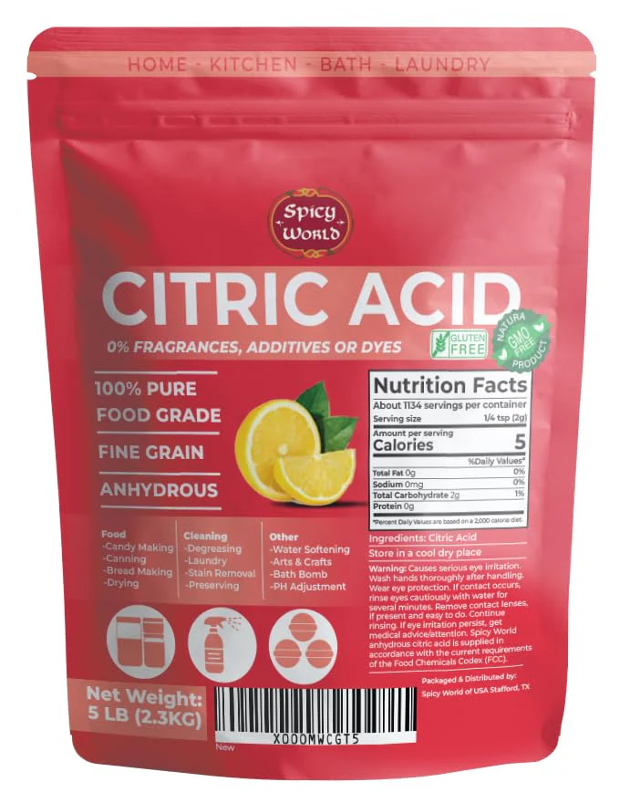 Pure Citric Acid 5 LB Bulk Bag - 100% Natural, Food Grade, Non-GMO - Citric Acid Powder for Cleaning, Bath Bombs, Preserving | Fine Granular | Premium Quality by Spicy World - Image 8
