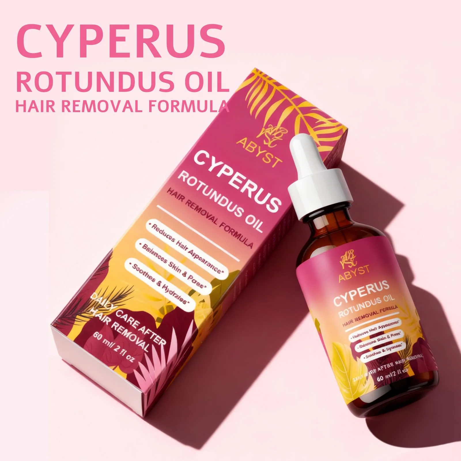Pure Cyperus Rotundus Oil for Hair Removal Care, 2 fl oz - Natural Hair Growth Inhibitor to Slow Regrowth for Face & Body, Soothes Skin After Shaving & Waxing, Leaves Skin Smooth (1 Pcs) - Image 2
