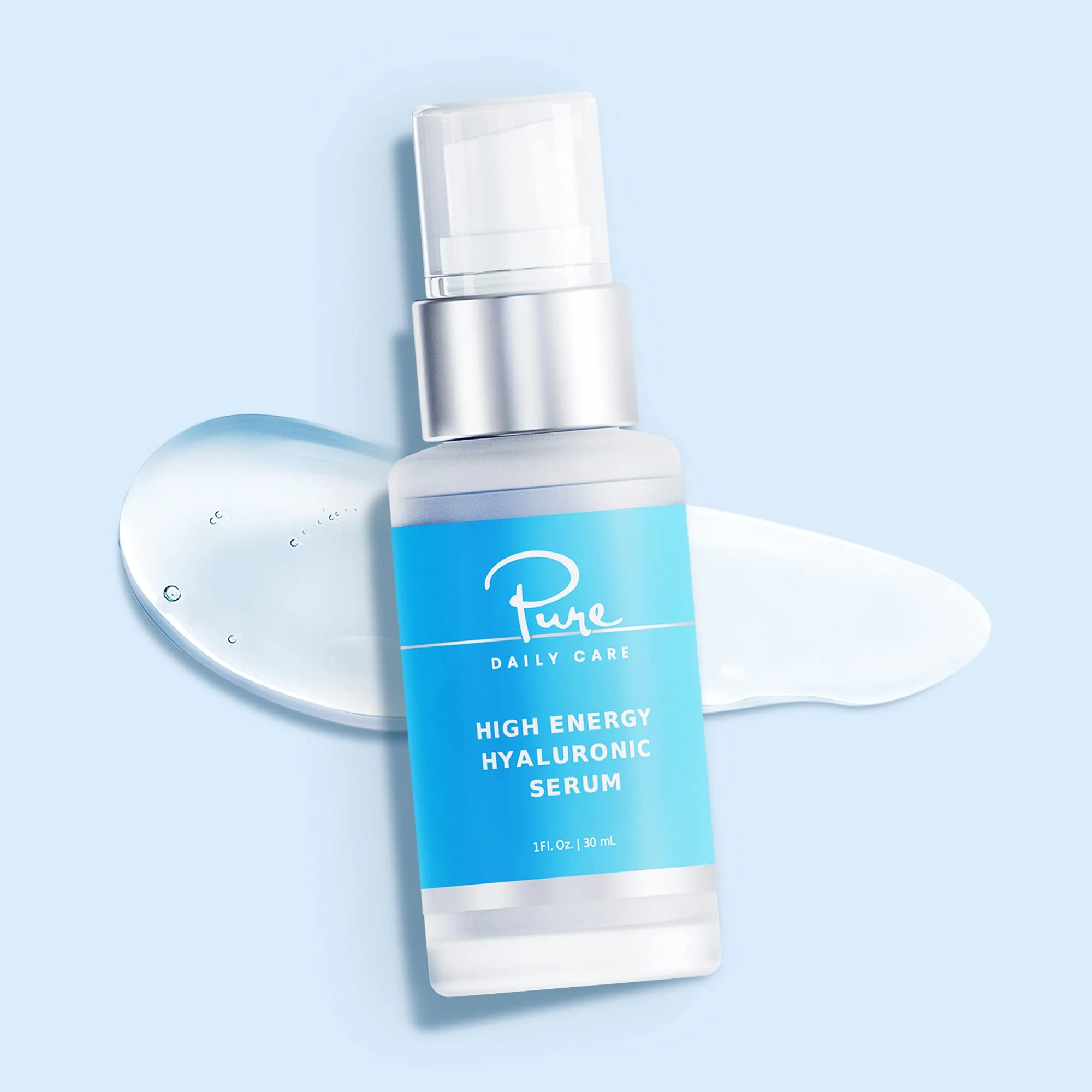 Pure Daily Care High Energy Hyaluronic Serum (1oz) - Hydrating Clinical Grade Hyaluronic Acid Serum - Image 3