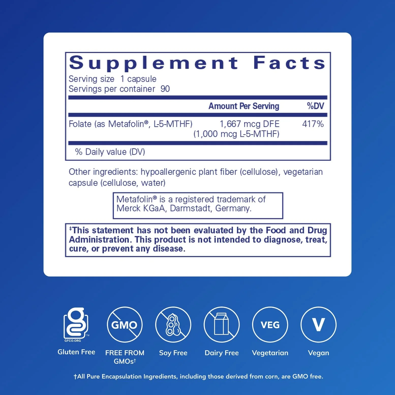Pure Encapsulations Folate 1000 - Metafolin L-5-MTHF - Heart Health Supplement* - Folate Supplement - Non-GMO & Gluten Free - 90 Capsules - Image 7
