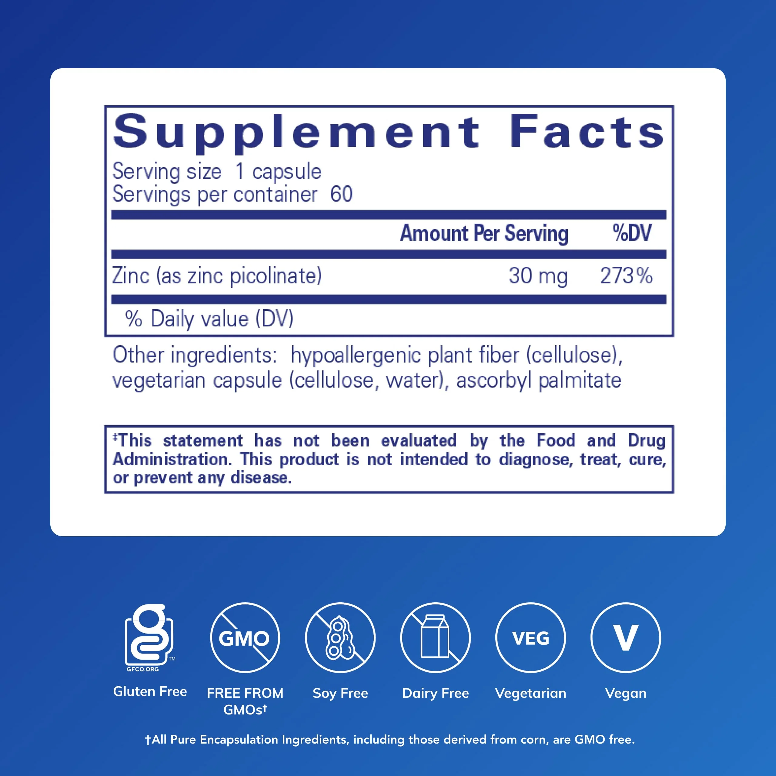 Pure Encapsulations Zinc 30 mg - Supplement for Immune System Support, Growth and Development, and Wound Healing* - with Zinc Picolinate 30 mg - 60 Capsules - Image 2