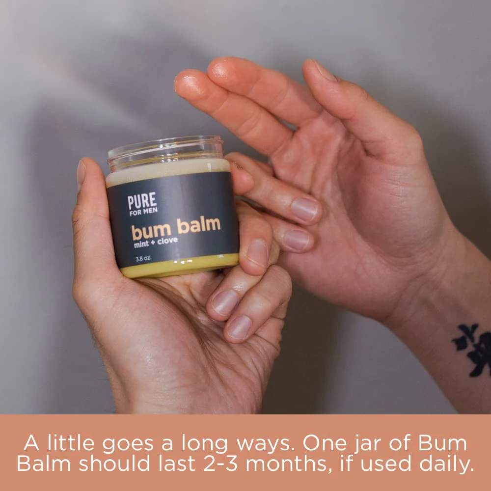 Pure for Men Bum Balm | Raw Lotion for Men | All Purpose Skin Hydration and Deodorizing Balm | Raw Shea Butter, Mint and Clove | 3.9 oz. - Image 2