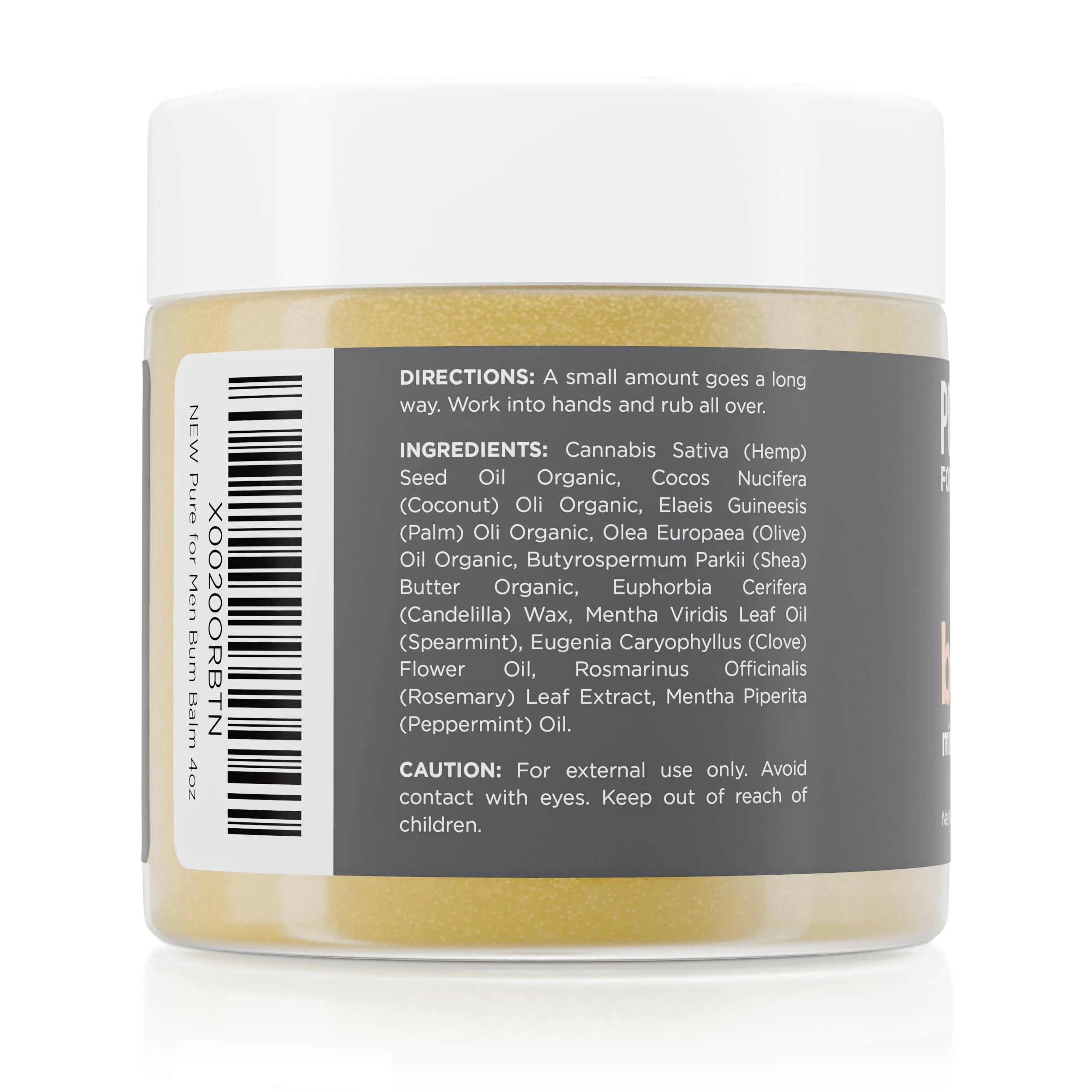Pure for Men Bum Balm | Raw Lotion for Men | All Purpose Skin Hydration and Deodorizing Balm | Raw Shea Butter, Mint and Clove | 3.9 oz. - Image 7