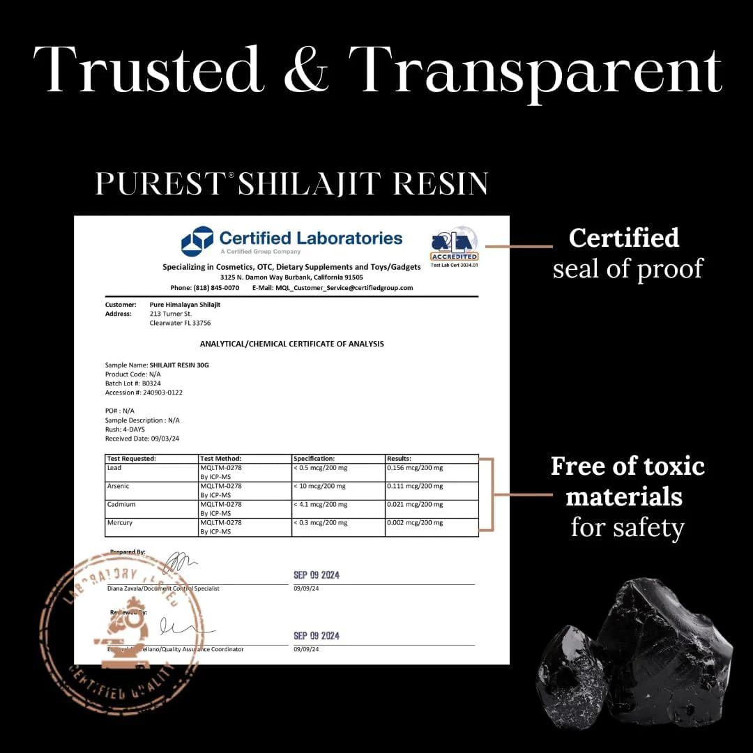 Pure Himalayan Shilajit, High Nutritional Potency, Grade A Shilajit Resin with 85+ Plant-Derived Trace Minerals and Fulvic Acid, Energy & Immune Suport for Men and Women, 3rd Party US Lab Tested (30g) - Image 5