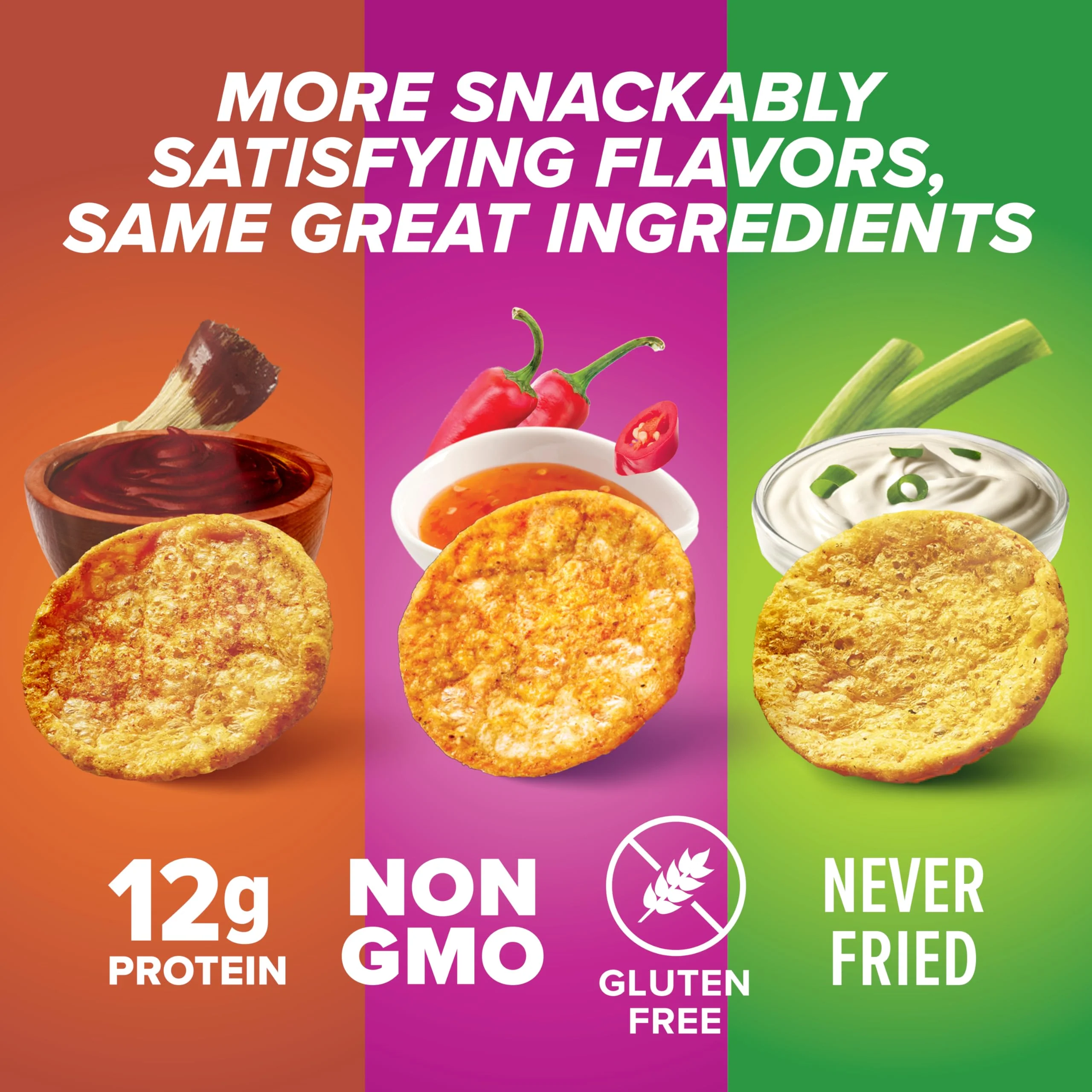 Pure Protein Popped Crisps - Variety Pack: Hickory Barbecue, Sour Cream & Onion, Sweet Chili - 12g Plant Based Protein, Gluten Free, Non GMO, Vegan, Air Popped & Puffed Crisps – Healthy Protein Snacks – 12 Pack - Image 4