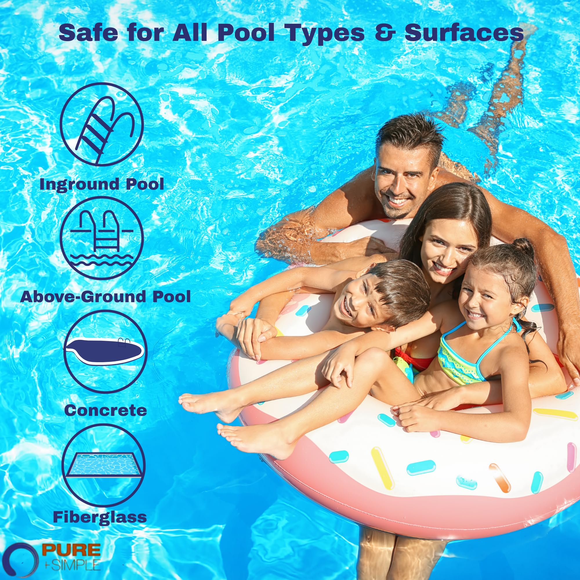 Pure + Simple | All-in-One Weekly Pool Treatment | Controls Algae & Clarifier for Swimming Pools with Copper-Based Formula | Ideal for Above Ground and Inground Use - 25 lbs - Image 3