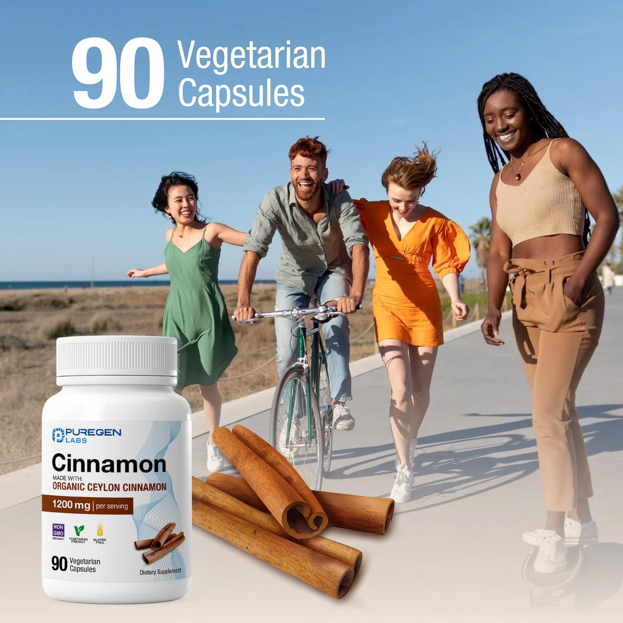 Puregen Labs Organic Cinnamon (Ceylon Cinnamon) 1,200mg Serving Total 270 Veggie Caps - No Harmful Additives | Non-GMO | Gluten-Free – Made in USA - Image 2