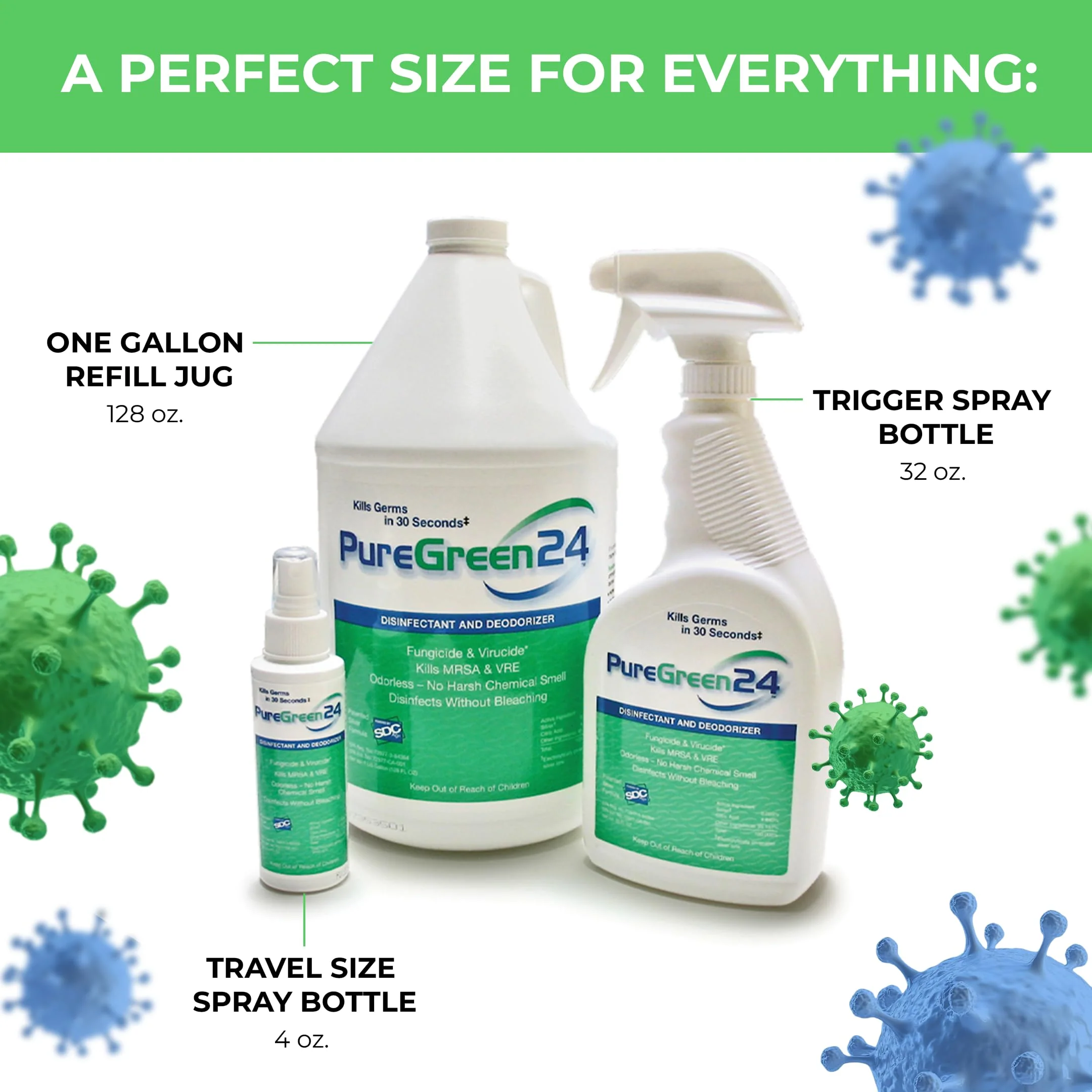 PureGreen24 Safe & Effective Disinfectant. Kills Deadly Germs including RSV COVID-19 Norovirus MRSA Staph 2026 flu Contains no toxic chemicals odorless child & pet safe 4 gallon bottles ready to use - Image 4
