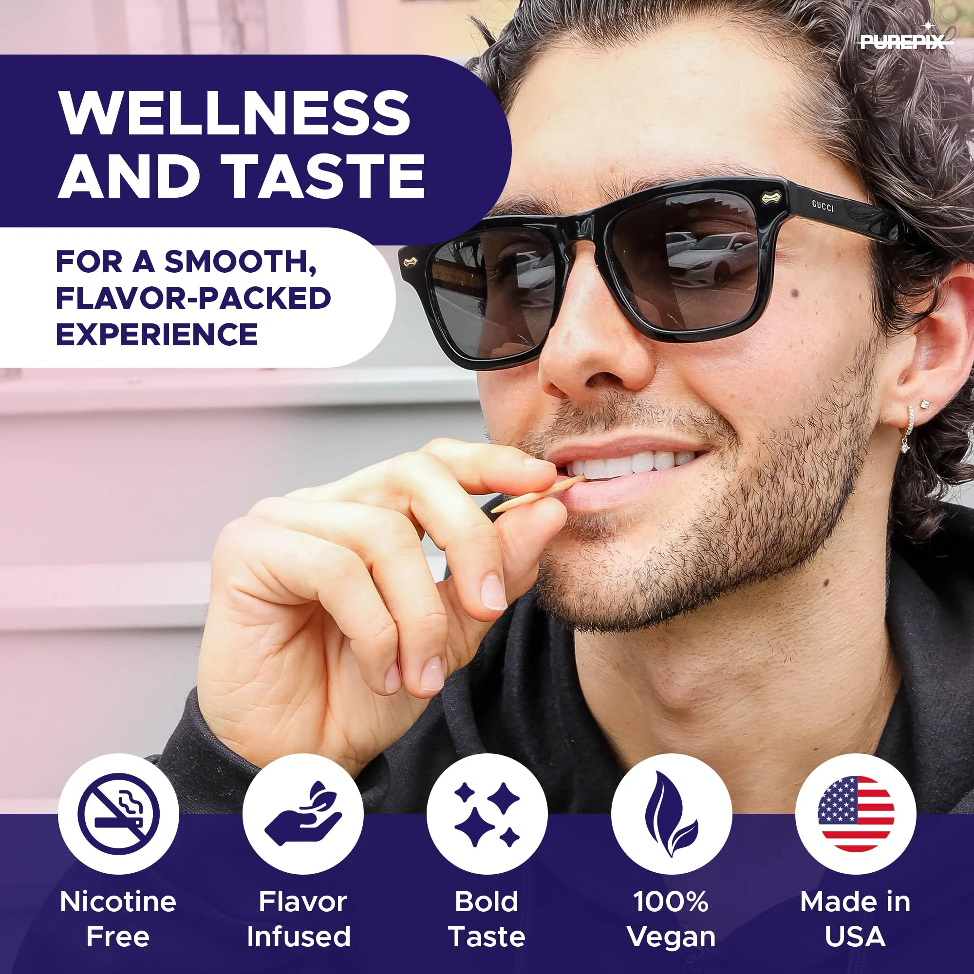 PurePix QuitPix Flavored Toothpicks to Quit Smoking – Nicotine Free Infused Toothpicks with L-Theanine & NAC, Extra Thick Oral Fixation Relief, 4 Flavor Variety Pack (80ct) Made in USA - Image 7