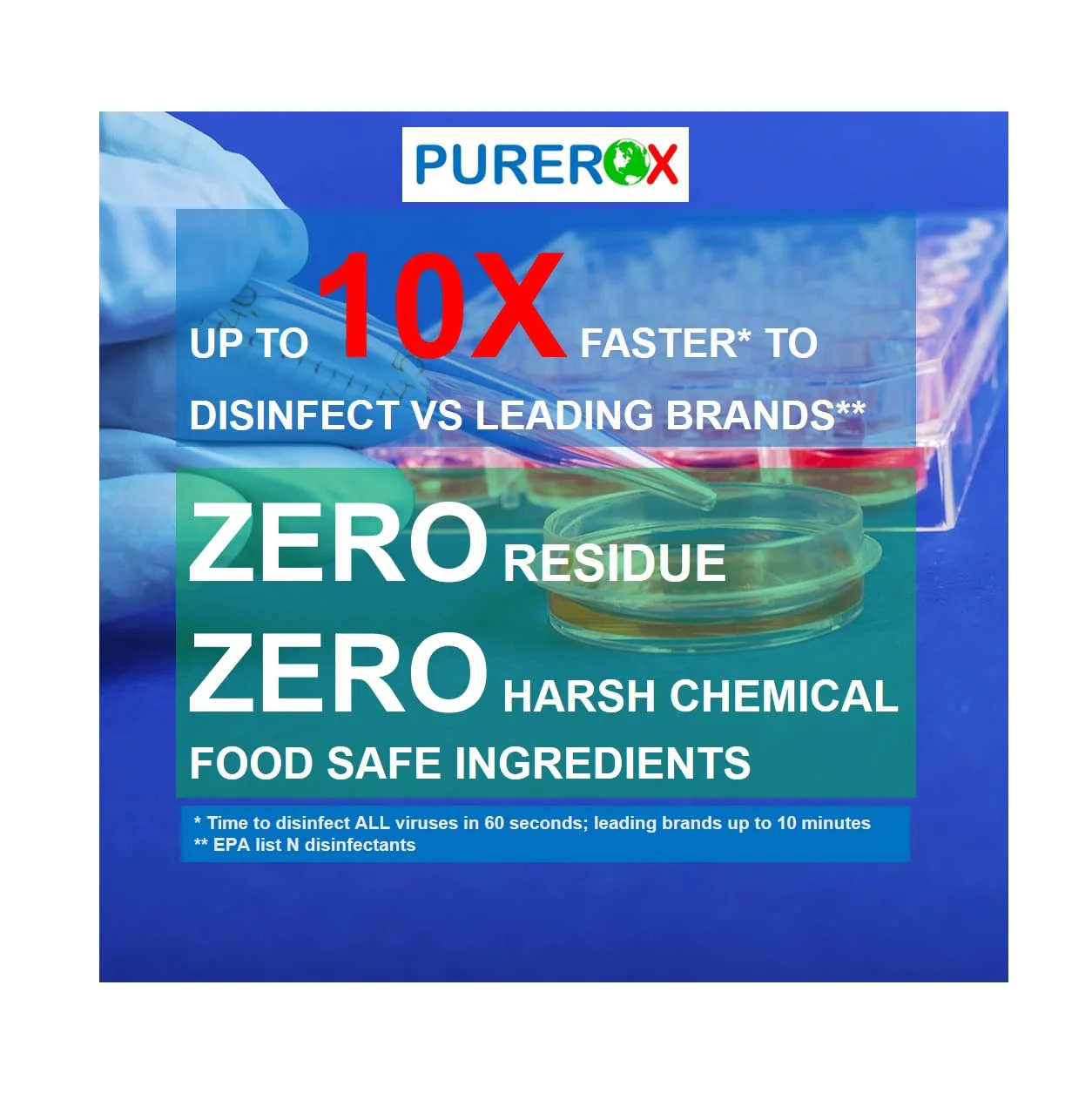PUREROX disinfectant (16oz, 2pk) Eliminate 99.9999% MRSA, Norovirus, Viruses, Fungus, Bacteria. Hospital Grade. Safe for Use Anywhere. No residue. Suitable for All Surfaces. - Image 6