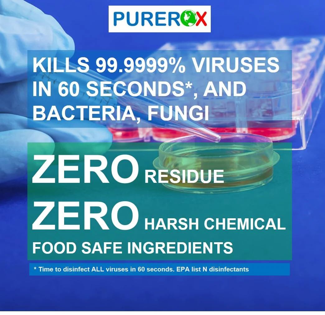 PUREROX disinfectant (3.4oz, 2pk) TSA Approved travel size. Eliminate 99.9999% viruses Norovirus, MRSA, Fungus, Bacteria. Hospital Grade. Safe for Use Anywhere. No residue. Suitable for All Surfaces. - Image 6