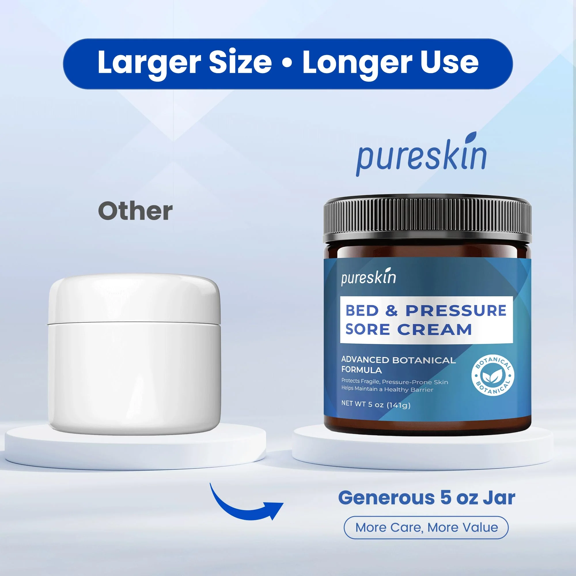 pureskin Bed Sore Cream Fast-Healing: Pressure Sore Treatment for Elderly, Bedridden & Wheelchair Users – Natural Soothing Formula for Sensitive Skin – Large 5 oz Size - Image 3