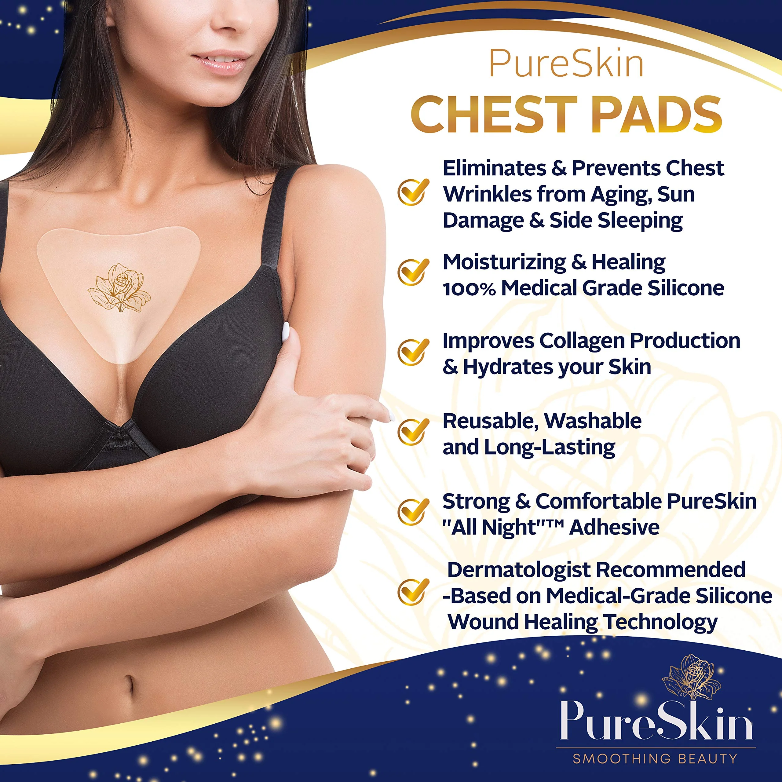 PureSkin Chest Wrinkle Pads-4 PACK -Decollete Anti Wrinkle Chest Pads | Silicone Patches for Wrinkles | Chest Wrinkles from Side Sleeping | Chest Wrinkles | Silicone Chest Pads - Image 6