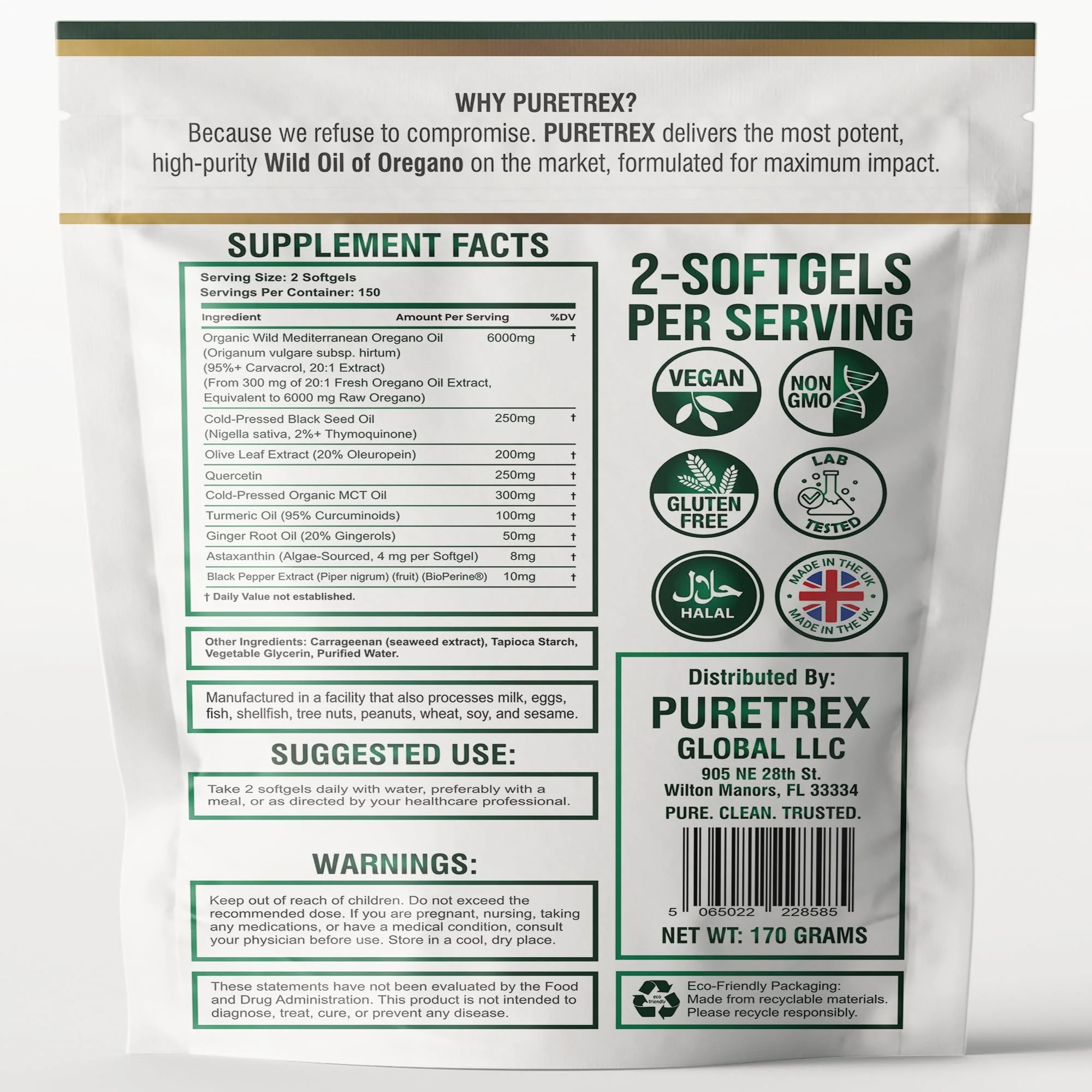 PURETREX Wild Oil of Oregano 6000mg with Black Seed, Turmeric & Ginger – 300 Softgels | 95% Carvacrol & Thymoquinone | Immune, Gut & Respiratory Support | High-Potency Herbal Complex – Vegan & Non-GMO - Image 3