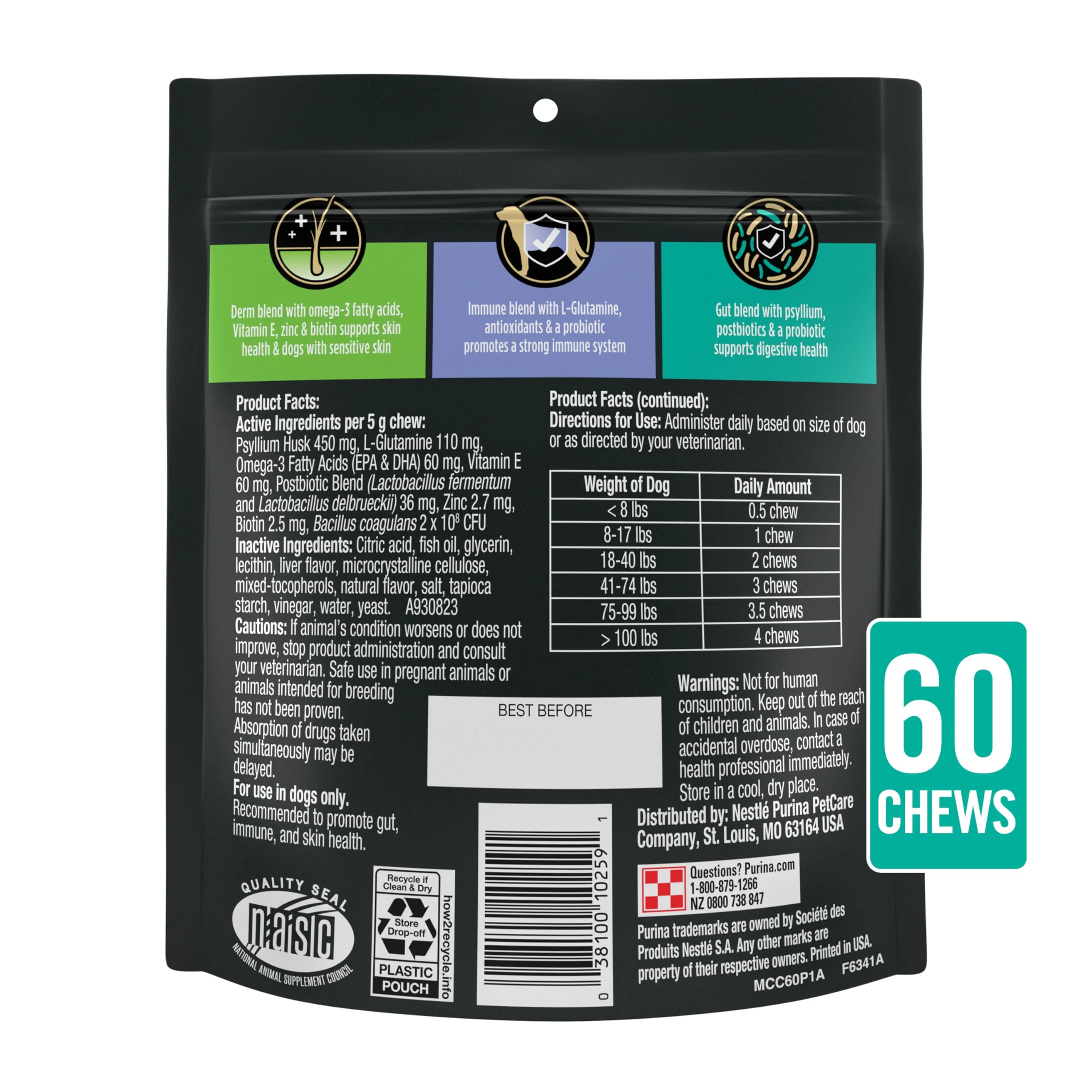 Purina Pro Plan Veterinary Supplements Multi Care Dog Supplements - 60 ct. Pouch - Image 3