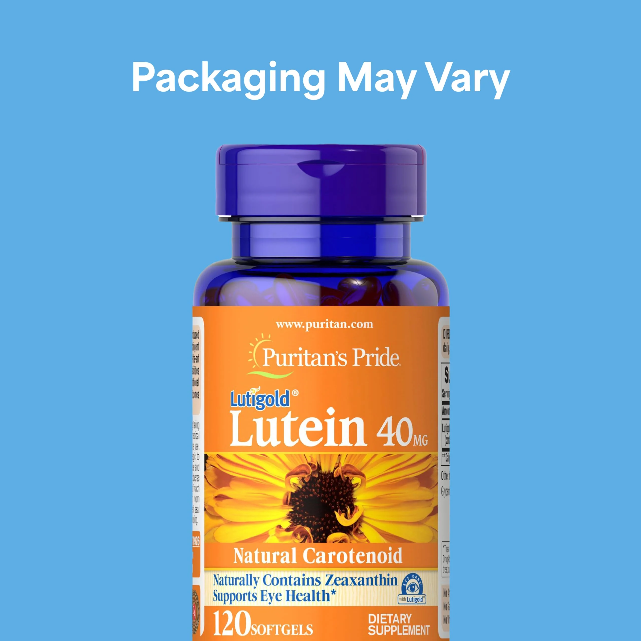 Puritan's Pride Premium Lutigold™ Lutein Carotenoid 40mg with Zeaxanthin for Men and Women, Dietary Supplement for Eye Health Support, 8 Month Supply, 120 Easy-to-Swallow Softgels - Image 2
