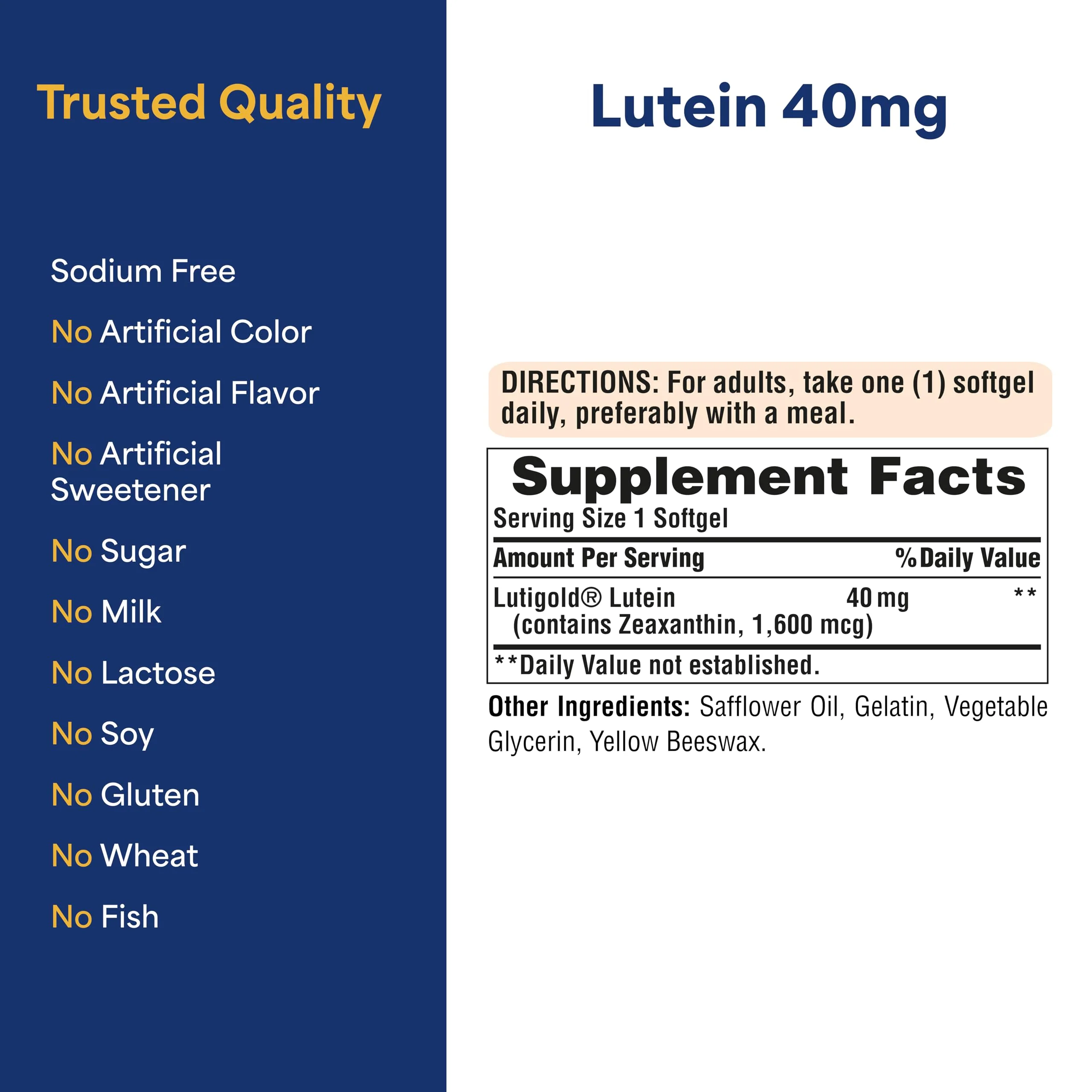 Puritan's Pride Premium Lutigold™ Lutein Carotenoid 40mg with Zeaxanthin for Men and Women, Dietary Supplement for Eye Health Support, 8 Month Supply, 120 Easy-to-Swallow Softgels - Image 6