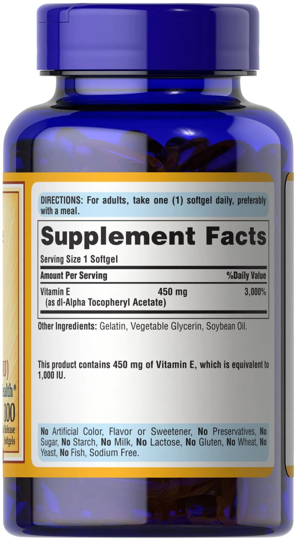 Puritan's Pride Vitamin E 450 Mg, Supports Immune Function, 100 Count - Image 4