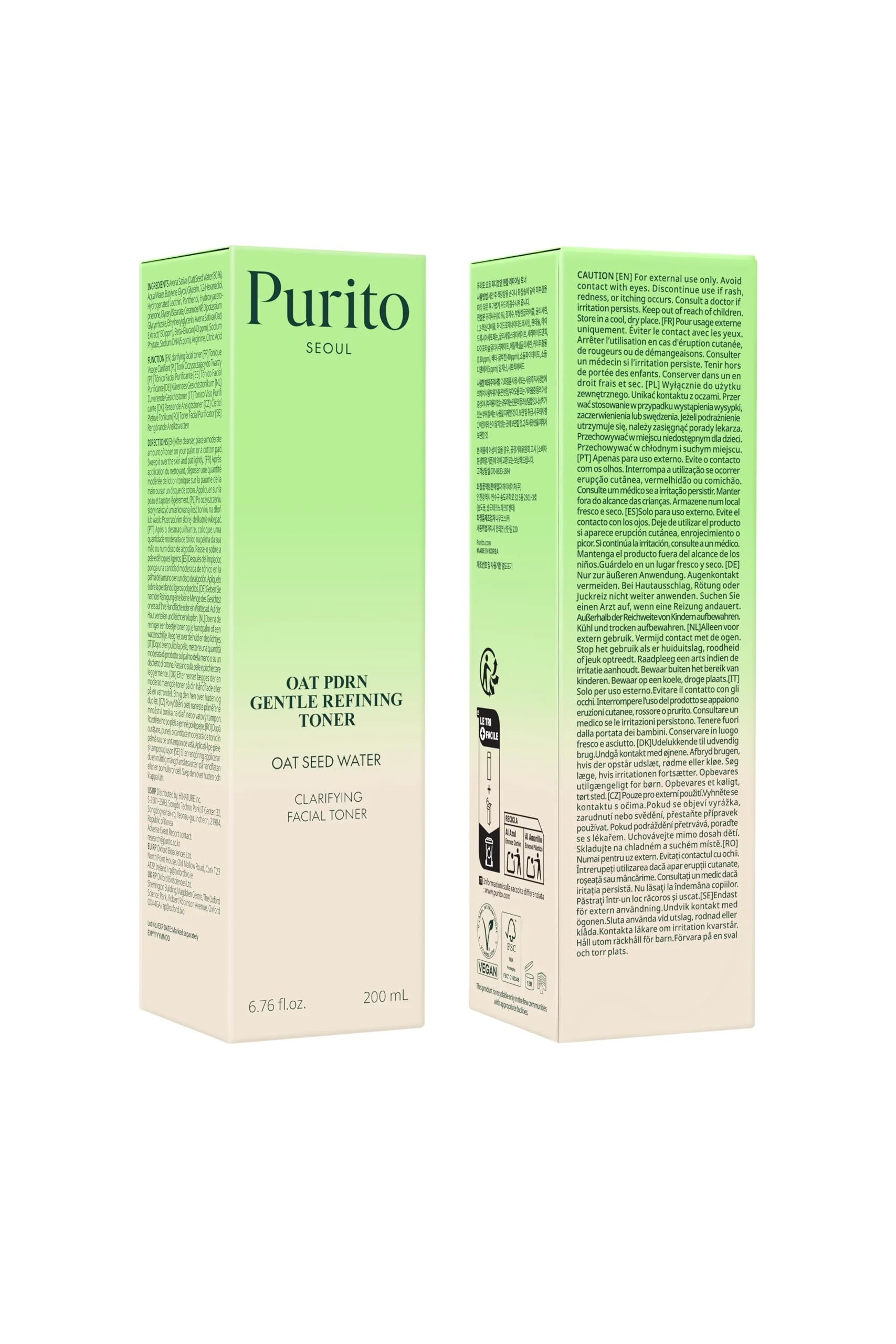 PURITO Oat PDRN Gentle Refining Toner 200 mL 6.76 fl.oz, Korean Oat Exfoliating Toner 99% Pure Oat PDRN, Hydrating & Clarifying Formula for Acne-Prone Skin, Vegan, Non-Comedogenic, Gentle Daily Use - Image 2