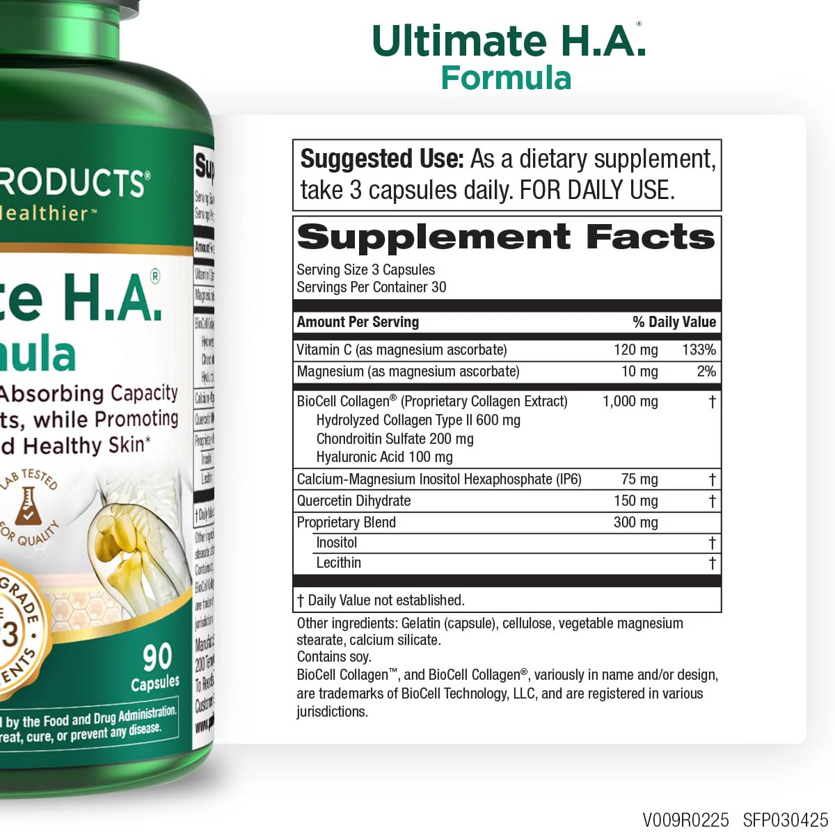 Purity Products Ultimate H.A. Formula - Clinically Studied BioCell Collagen - Dynamic Hyaluronic Acid Support for The Joints and Skin - 90 Count per Bottle (3 Bottles) - from - Image 6