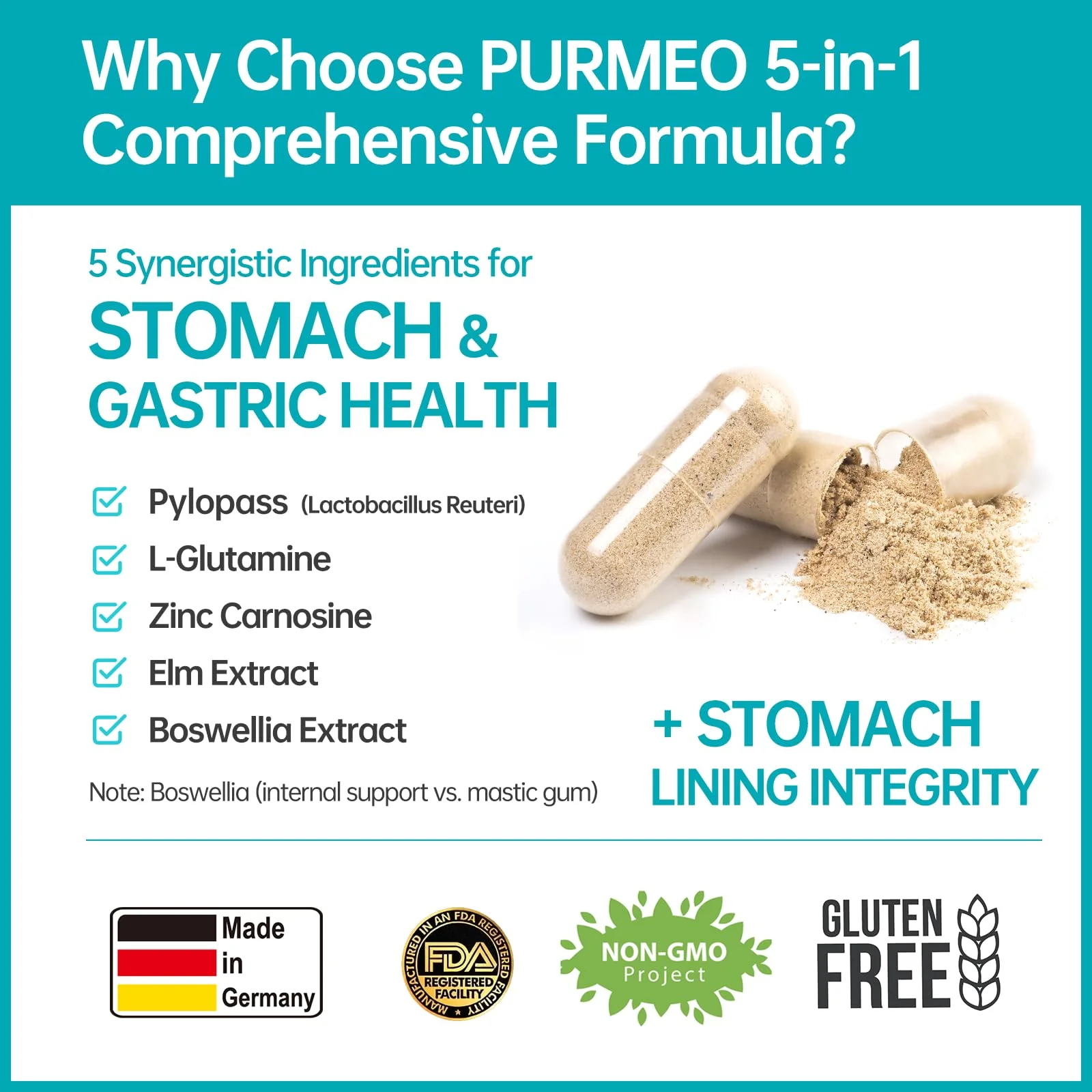 purmeo 4 Pack MagenVital Pylopass H. Pylori Probiotic Supplement - 1 Per Day - Gastritis, Acid Reflux, Heartburn, Stomach Lining Repair - Lactobacillus Reuteri DSM17648 - Made in Germany - Image 8