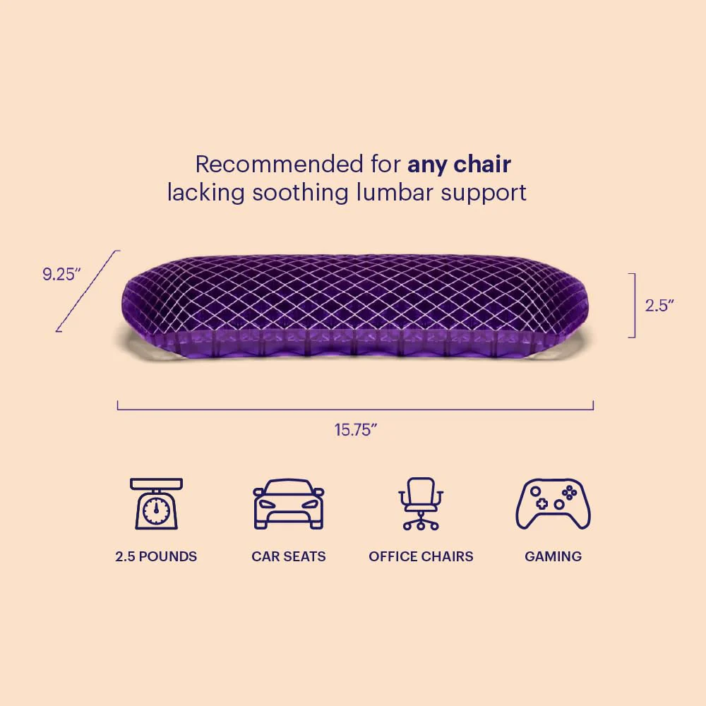 Purple Back Cushion | Pressure Reducing Grid Designed for Ultimate Comfort | Designed for Chairs, Gaming, and Travel | Made in The USA - Image 3