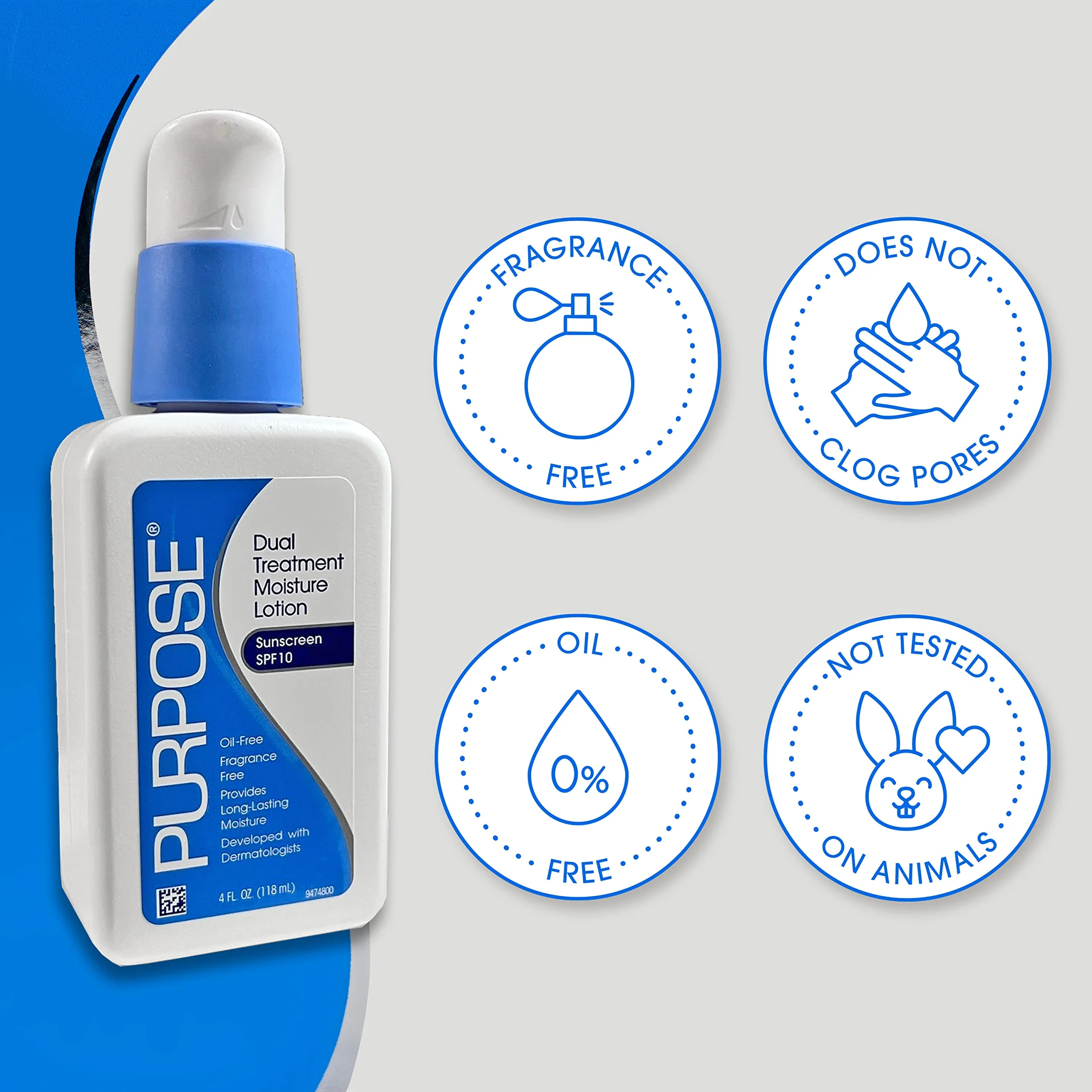 Purpose Dual Treatment Moisture Lotion with SPF 10 – Oil-Free, Fragrance-Free Daily Moisturizer for Sensitive Skin - 4 Fluid Oz. (Pack of 2) - Image 3