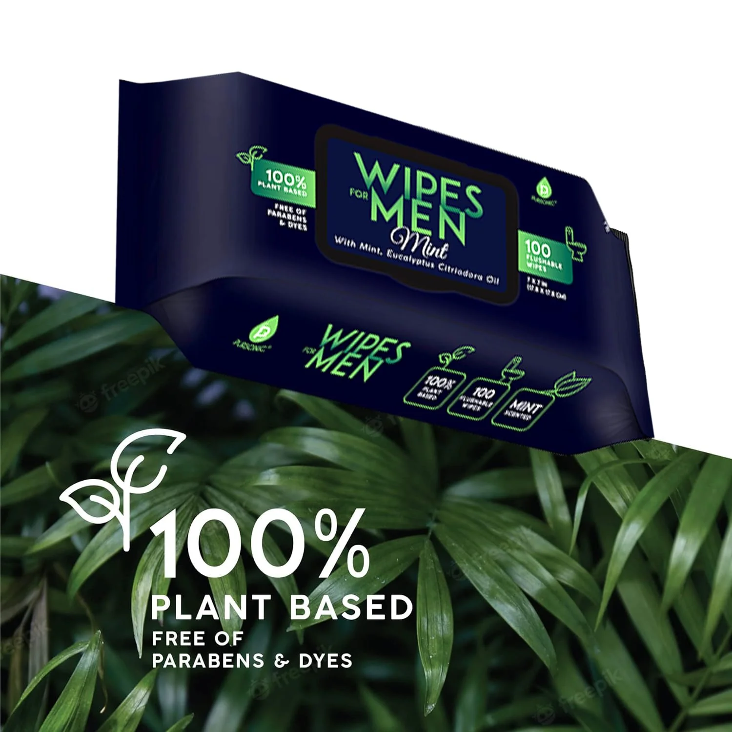 Pursonic Soft Mint Scented Flushable Wipes for Men - 12 Pack (1200) Plant Based Face and Body Wipes with Aloe Vera & Vitamin E - Extra Large Wipes for Gentle & Thorough Cleansing - Image 4