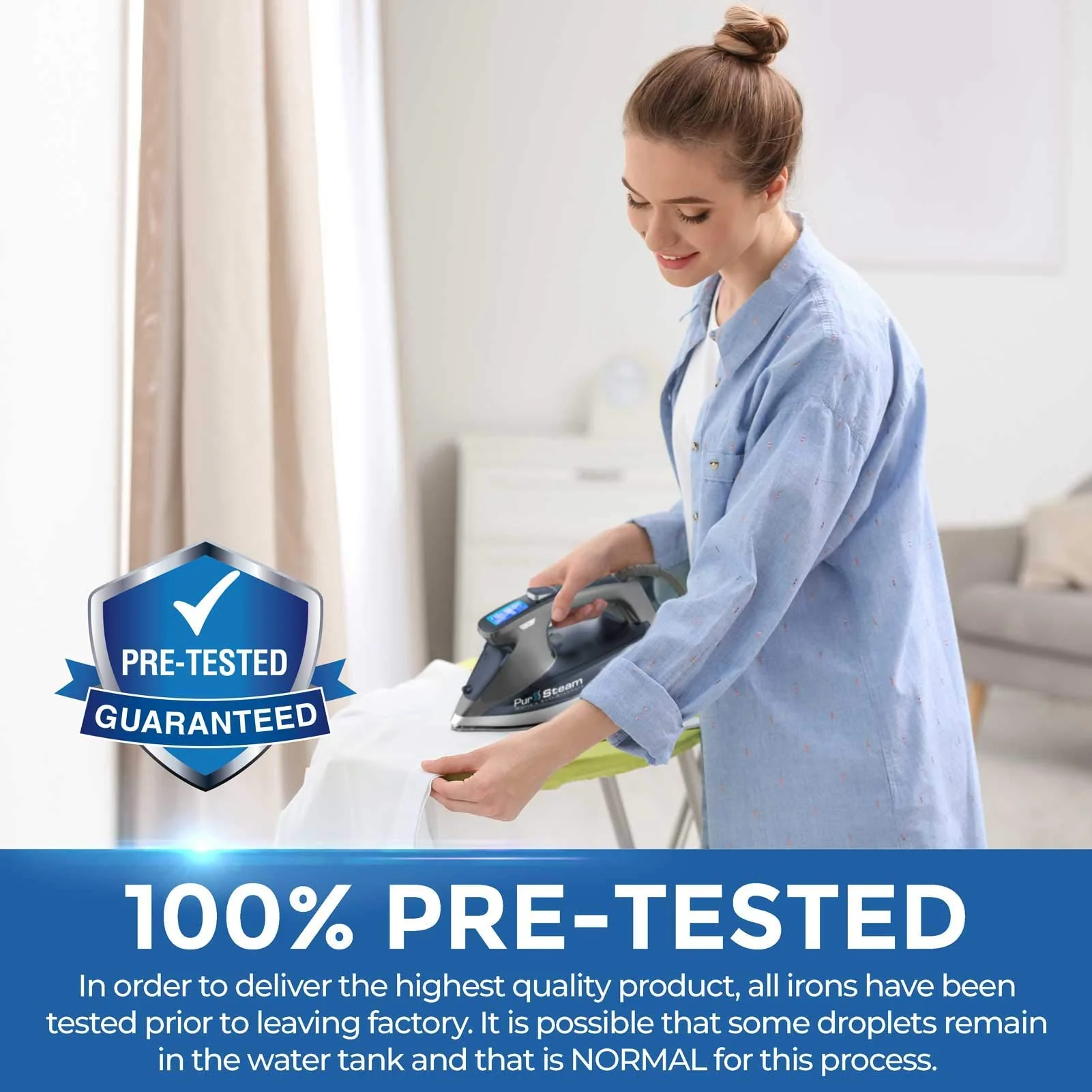 Pursteam Steam Iron for Clothes 1800W with LCD Screen, Nonstick Ceramic Soleplate, Auto Shutoff, Anti-Drip, Self-Cleaning - Image 4