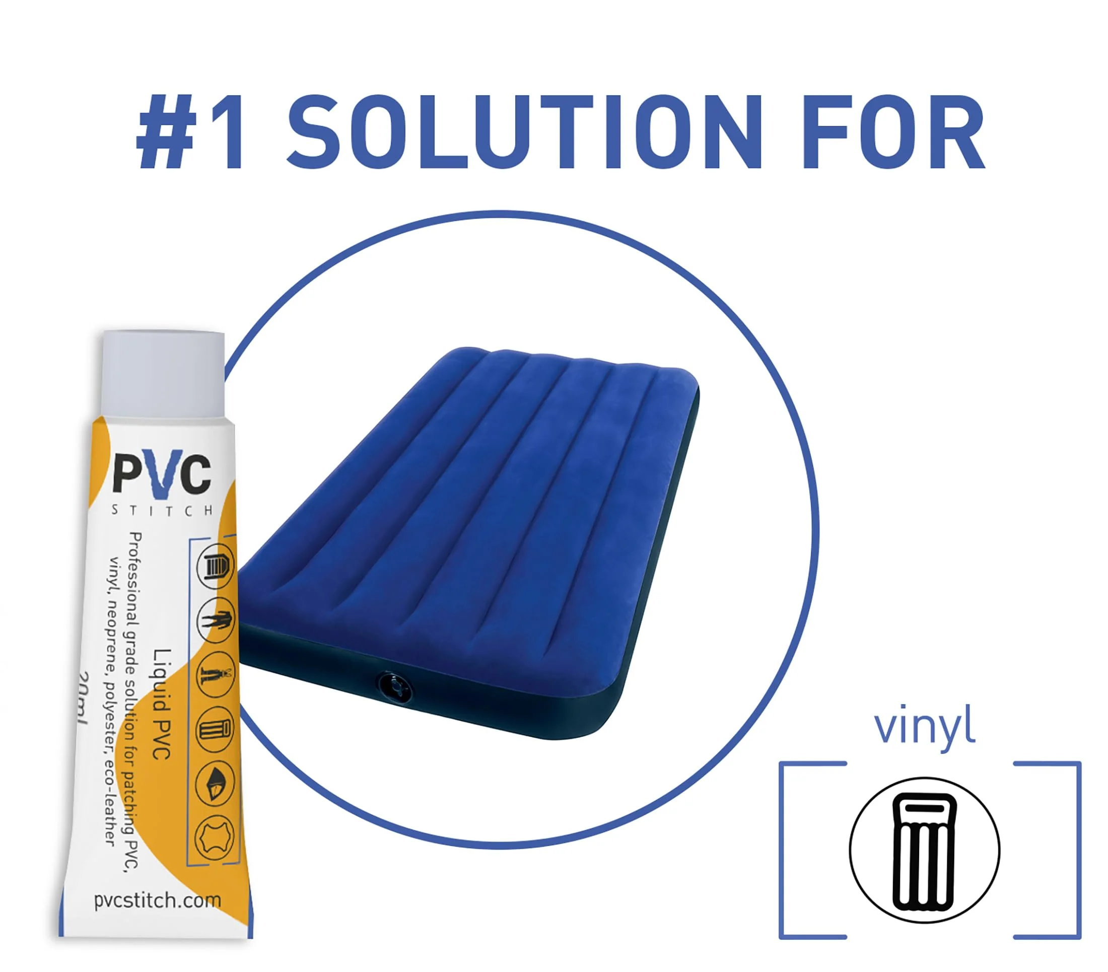 PVC Stitch Liquid Patch – Air Mattress Patch Kit Heavy Duty, Inflatable Patch Glue for PVC & PU, Inflatable Boats, Rafts, Kayaks, SUP, Hot Tubs, Waterbeds, Bounce Houses. Waterproof, 3-hr Cure, 20 ml - Image 3