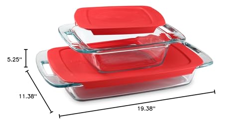 Pyrex 4-Piece Extra Large Glass Baking Dish Set With Lids and Handles, Oven and Freezer Safe - Image 2